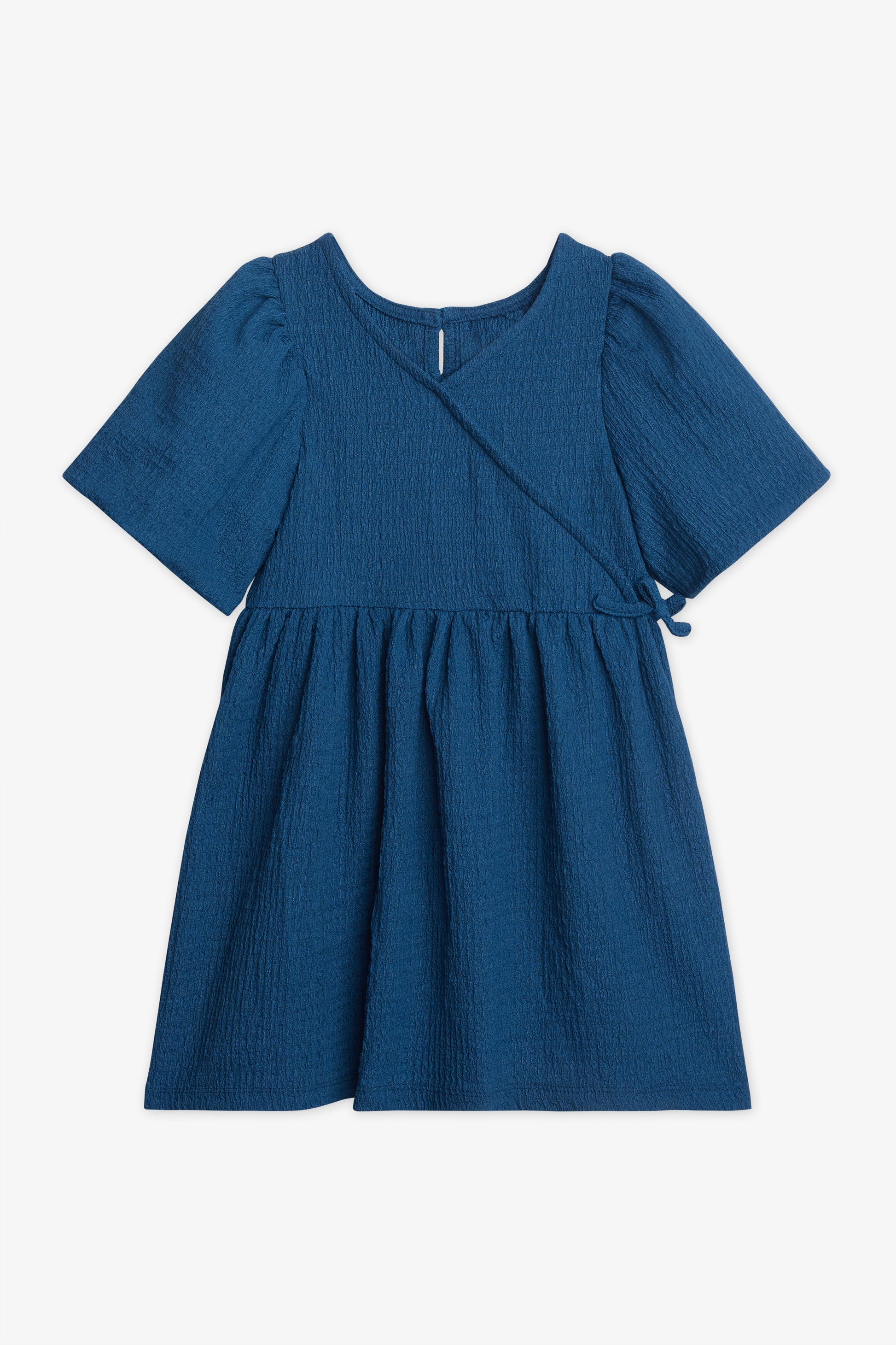 Robe courte unie à manches ballons - Enfant fille && MARIN