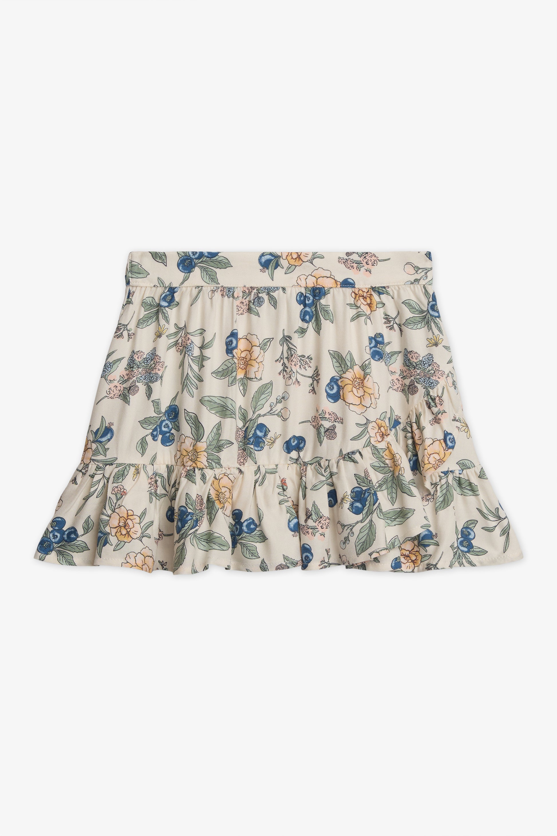 Jupe courte imprimée avec frills - Enfant fille && BEIGE