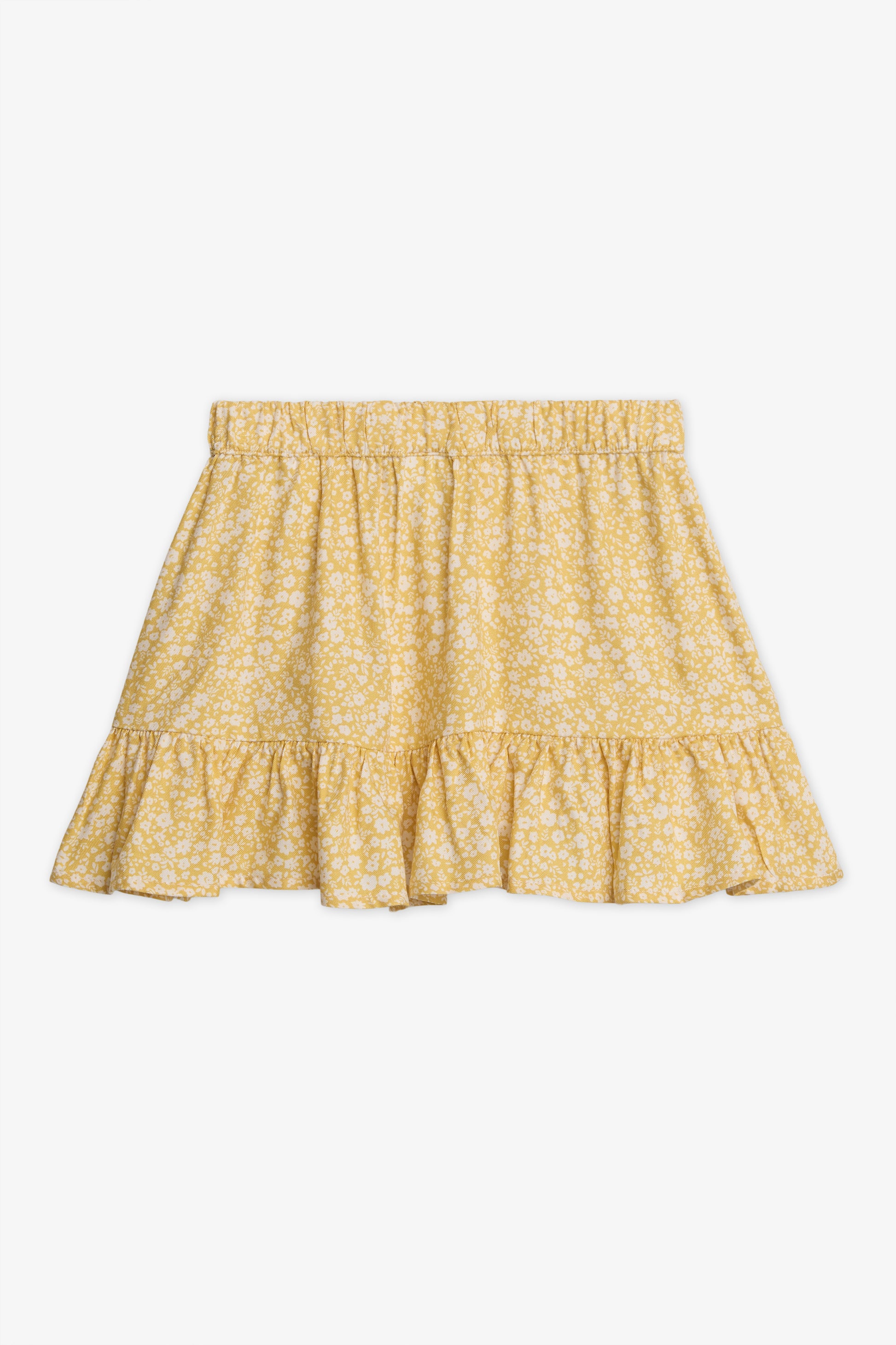 Jupe courte imprimée avec frills - Enfant fille && OCRE