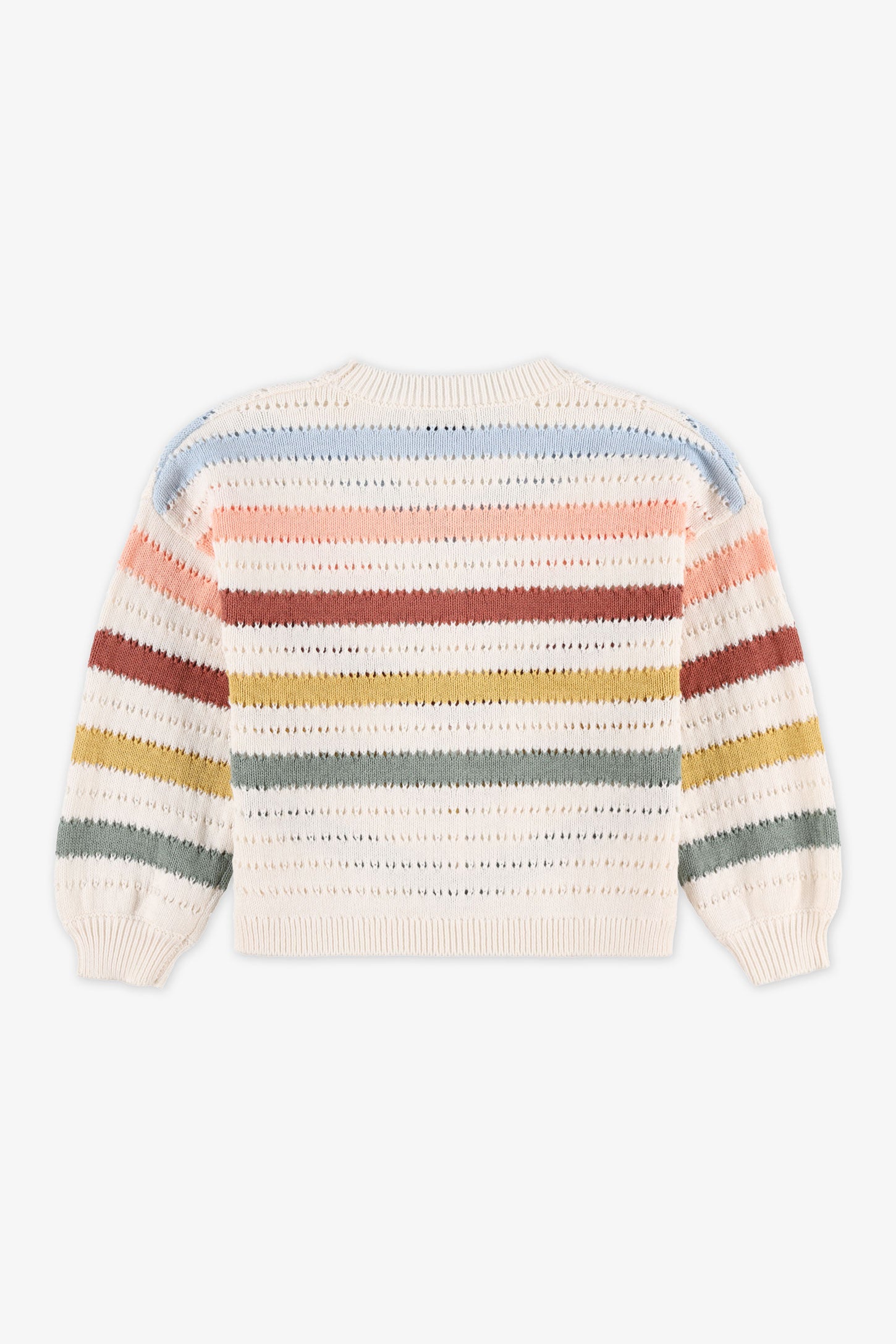 Gilet tricot rayé à manches longues - Enfant fille && BEIGE