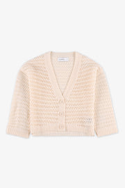 Veste tricot manches longues unie - Enfant fille && BEIGE