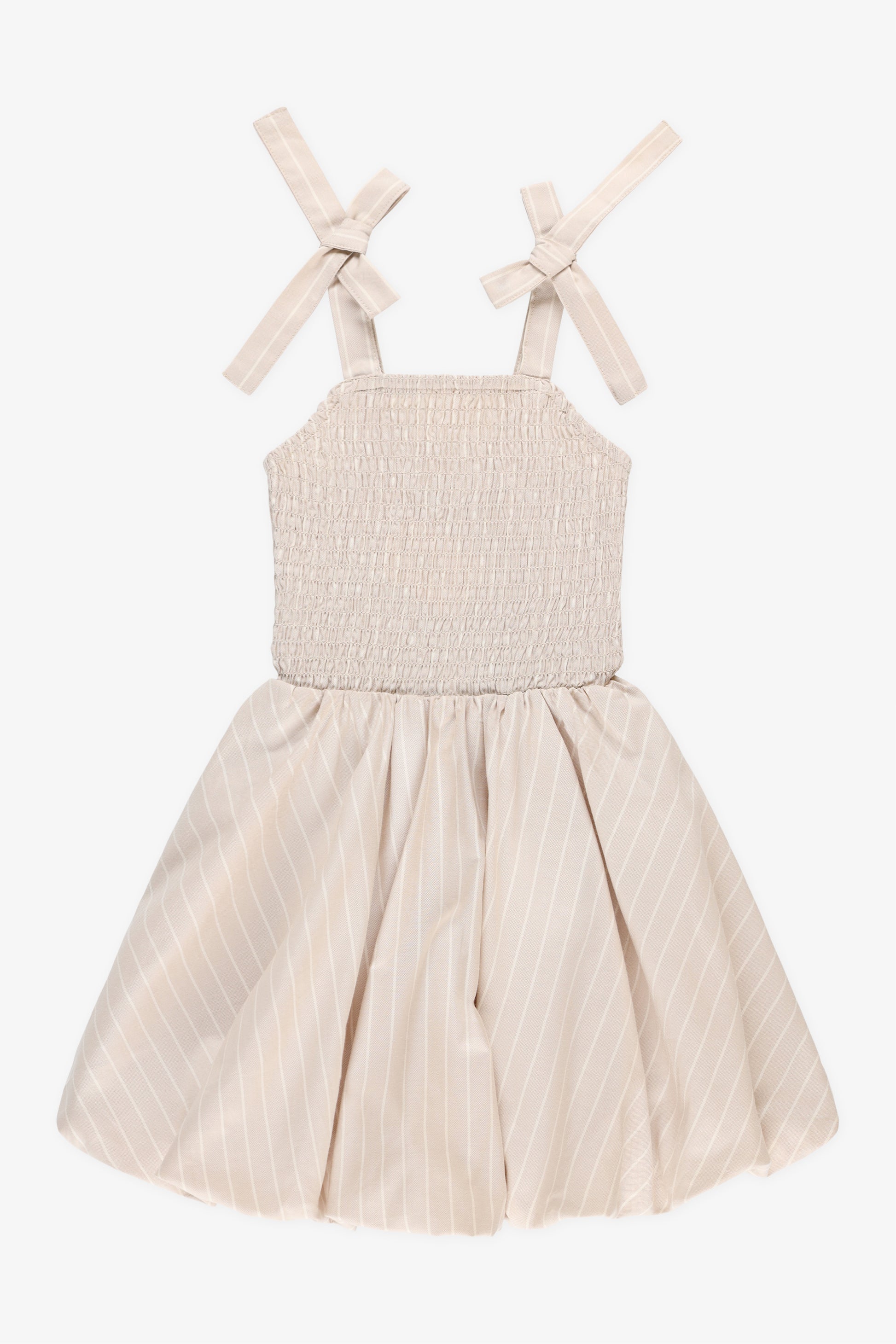 Robe plissée rayée sans manches - Enfant fille && BRUN