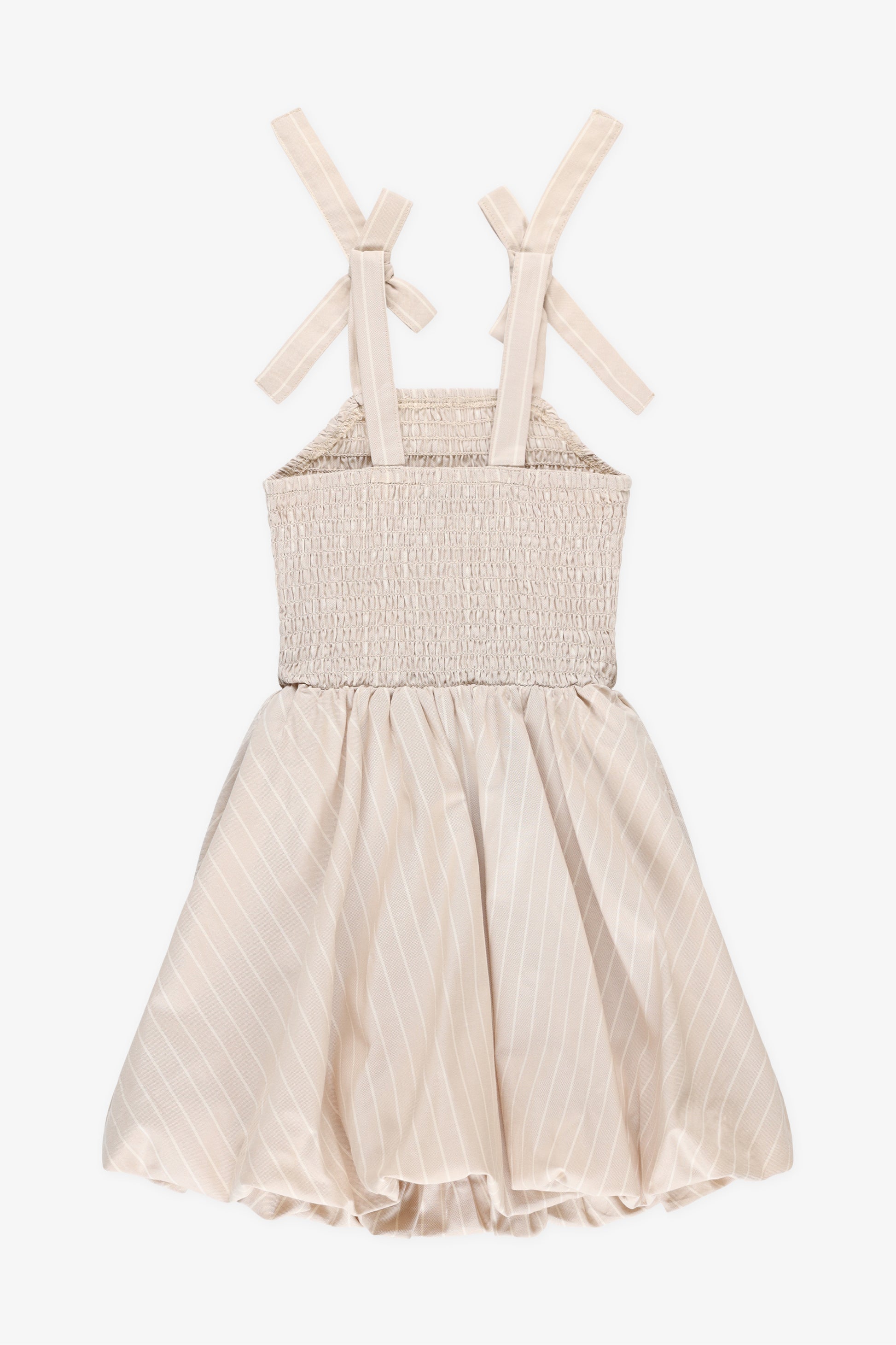 Robe plissée rayée sans manches - Enfant fille && BRUN