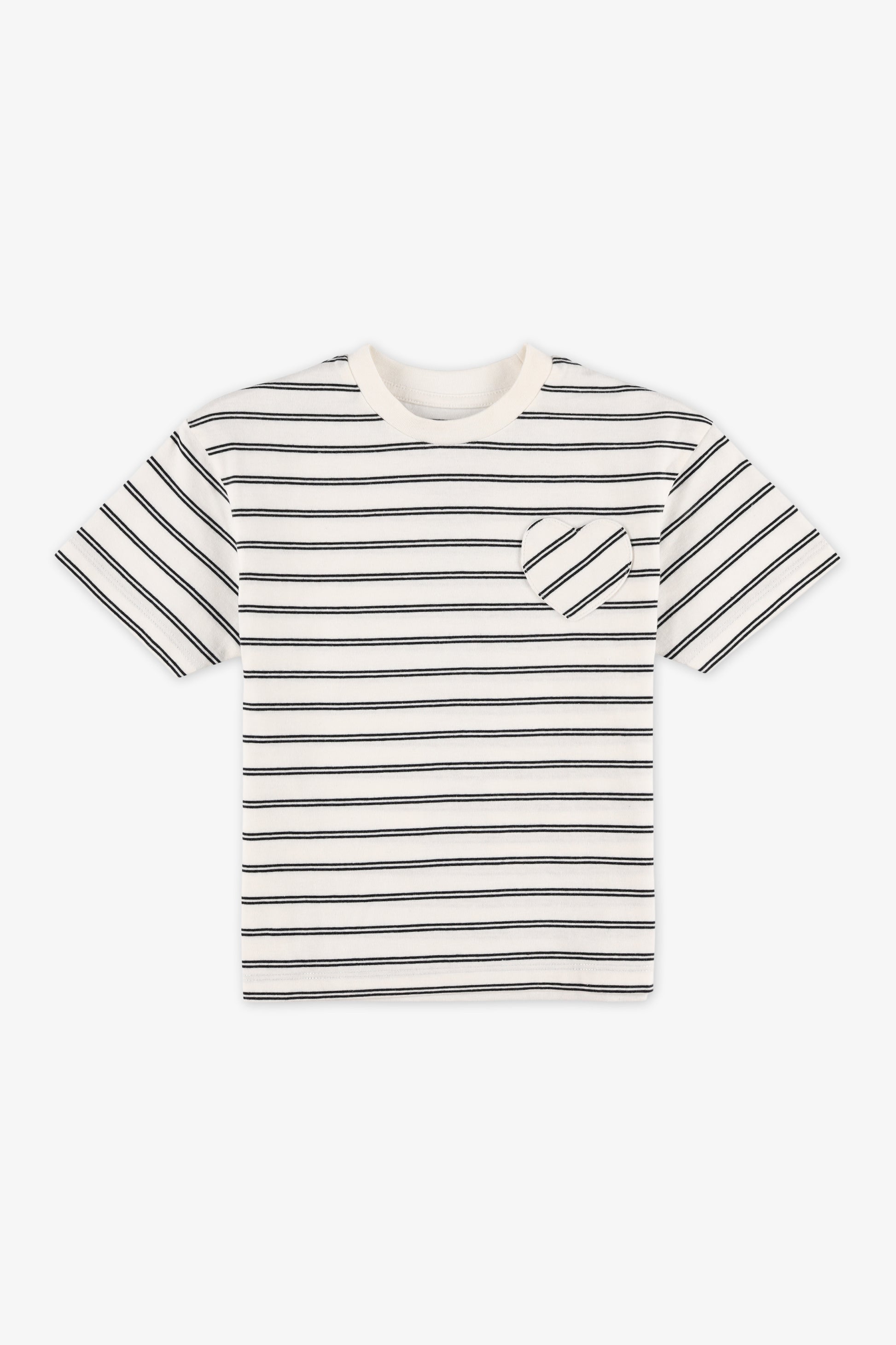 Chandail rayé à manches courtes – Enfant fille && BLANC MULTI