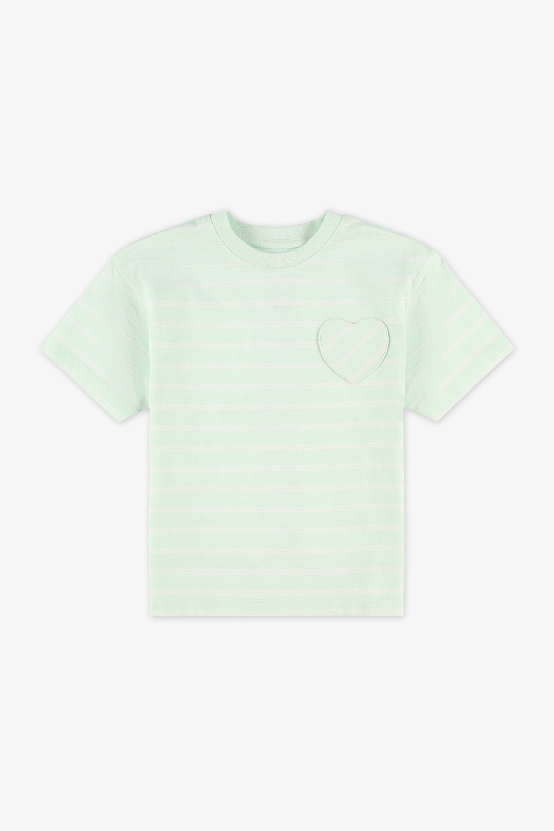 Chandail rayé à manches courtes – Enfant fille && VERT/MULTI