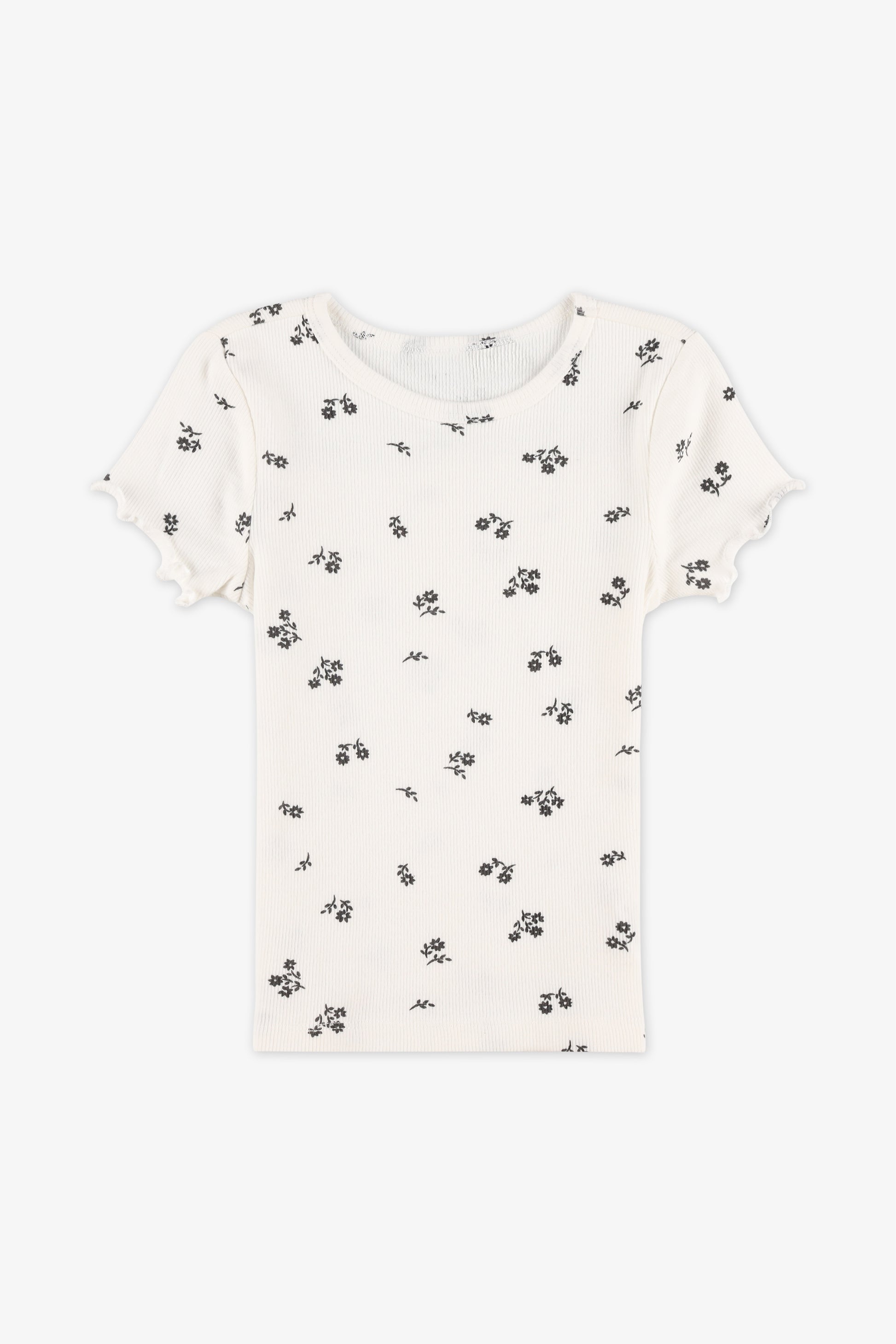 Chandail T-shirt imprimé col rond – Enfant fille && BLANC MULTI