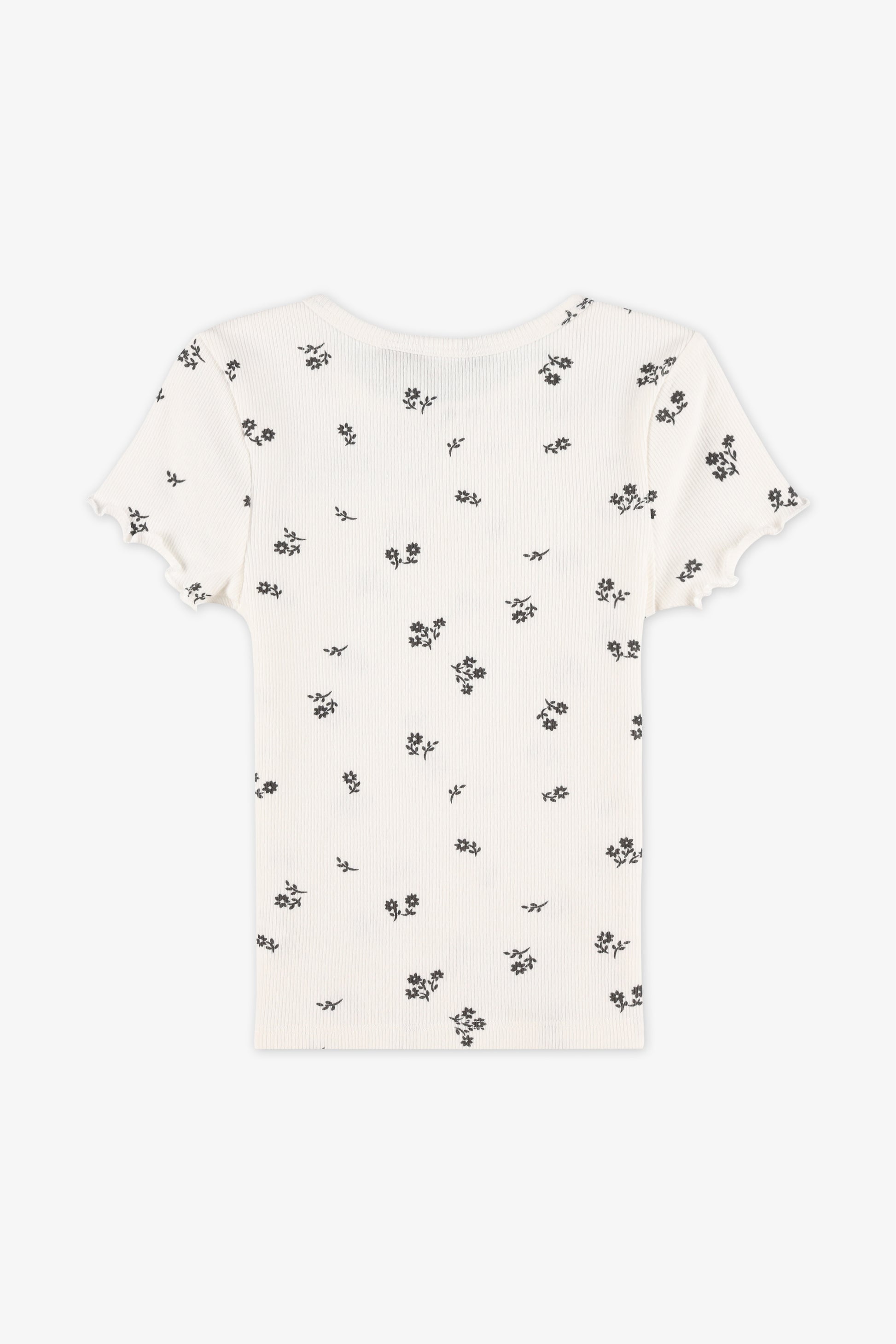 Chandail T-shirt imprimé col rond – Enfant fille && BLANC MULTI