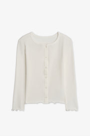 Veste légère manches longues en coton - Enfant fille && BLANC