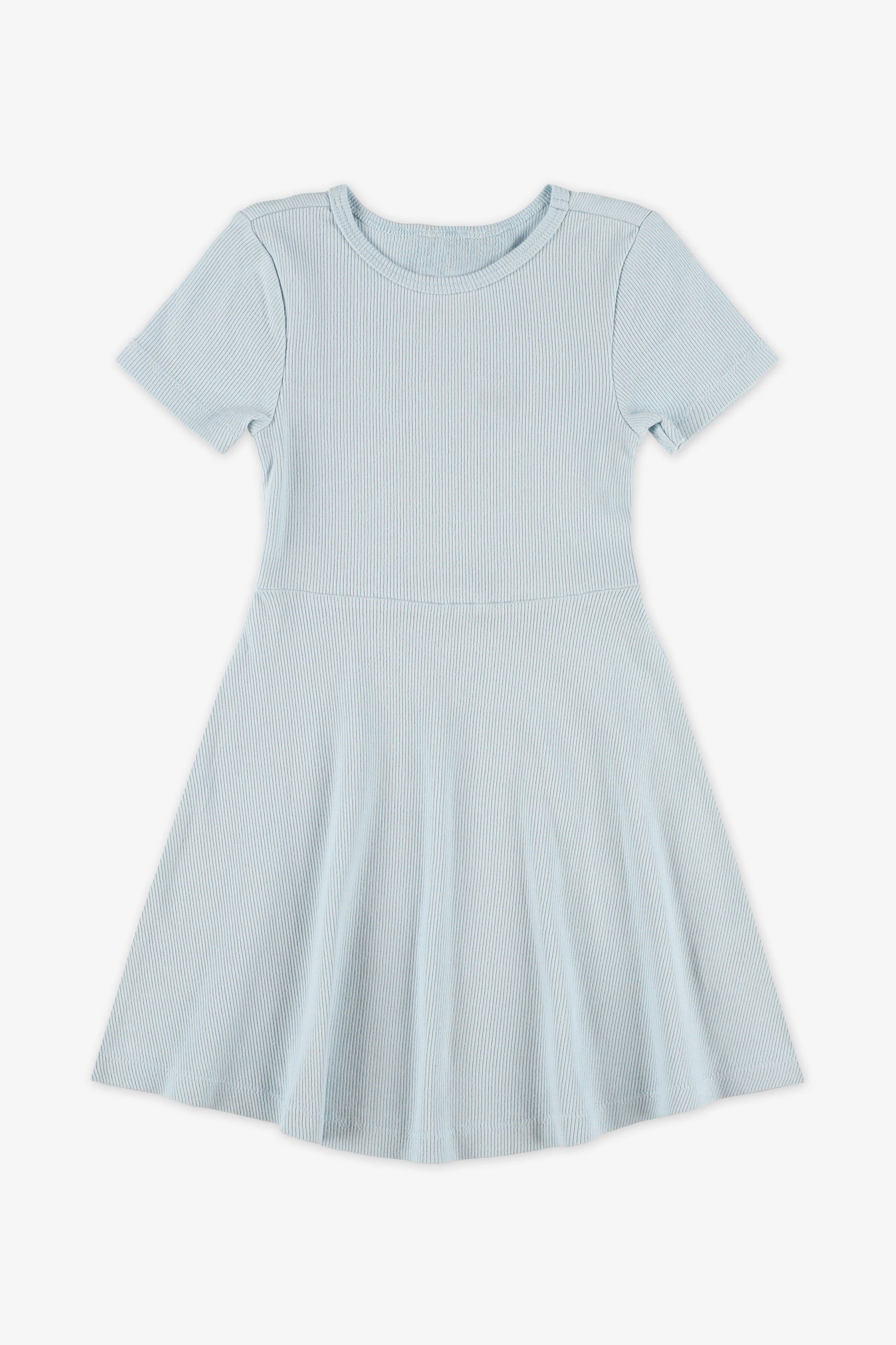 Robe manches courtes en coton extensible - Enfant fille && BLEU