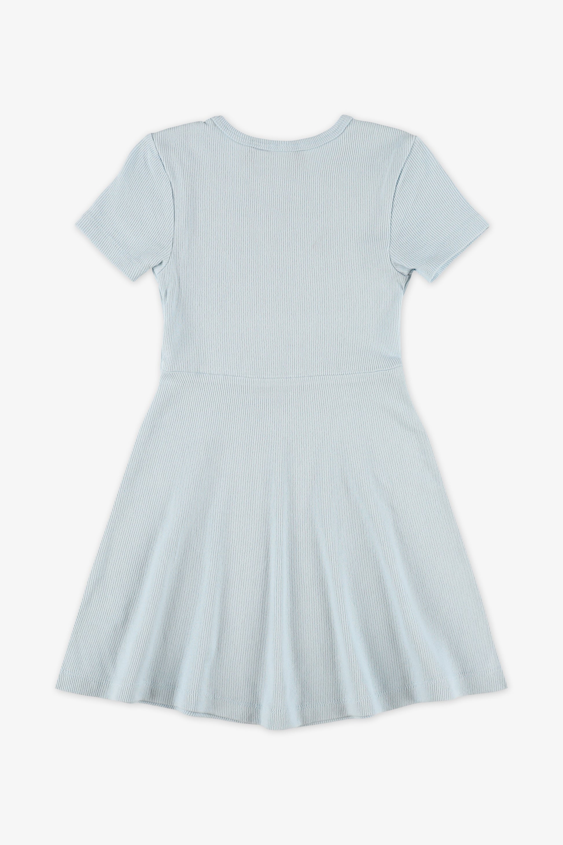 Robe manches courtes en coton extensible - Enfant fille && BLEU