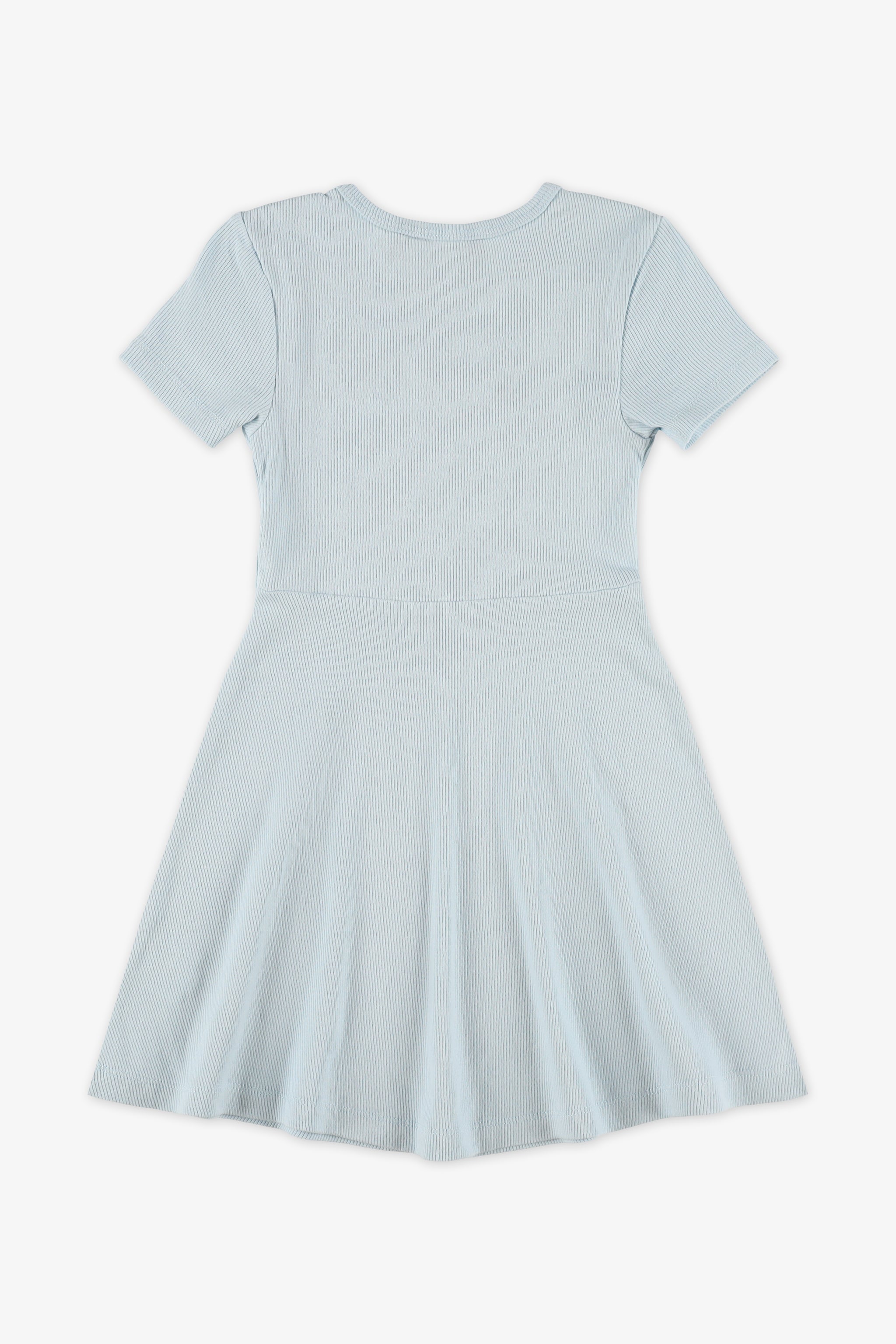 Robe manches courtes en coton extensible - Enfant fille && BLEU