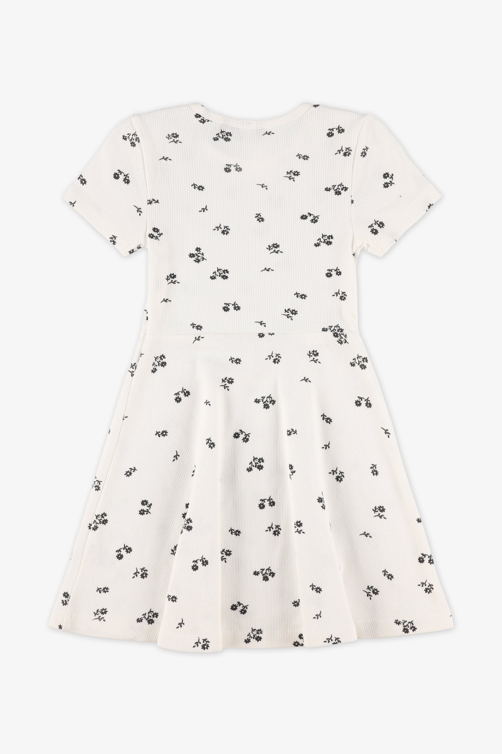 Robe manches courtes en coton extensible - Enfant fille && BLANC MULTI