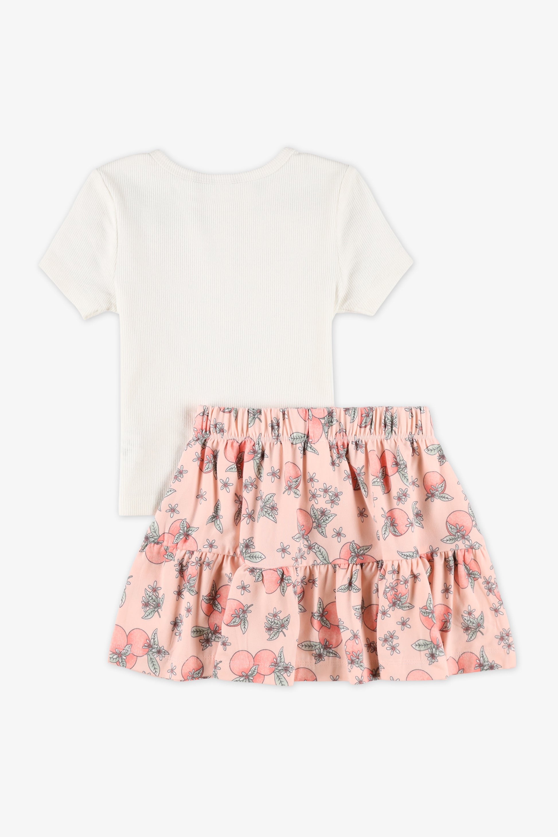Ensemble 2 pièces, T-shirt et jupe - Enfant fille && BLANC