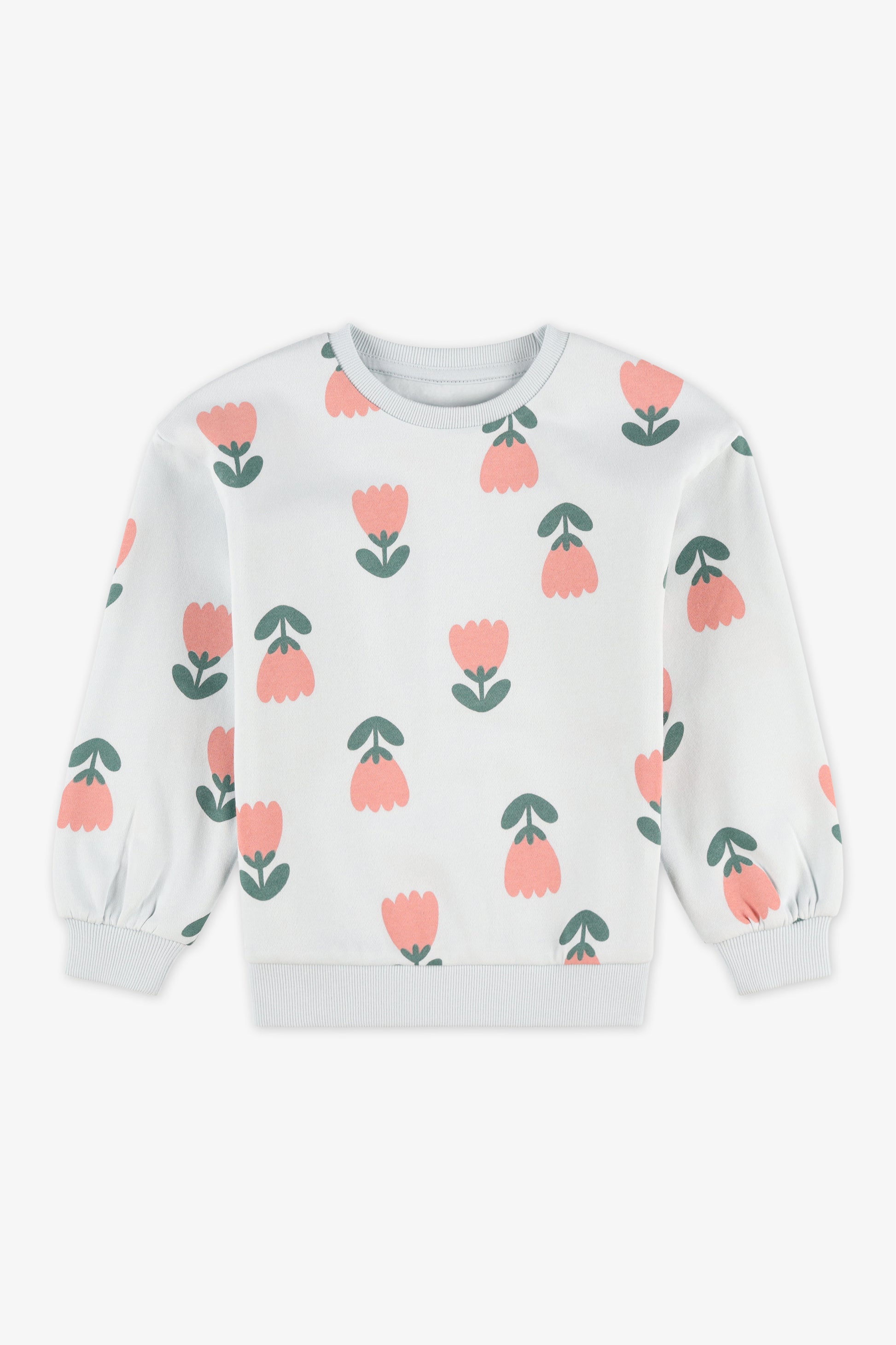 Chandail ouaté manches longues imprimé - Enfant fille && BLEU MULTI