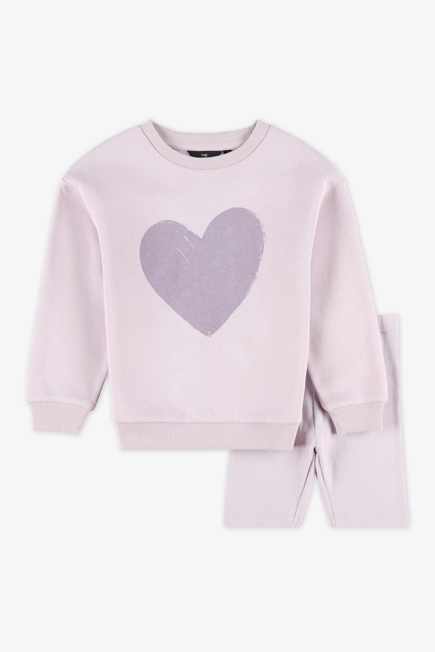 Chandail ouaté graphique et short court - Enfant fille && MAUVE