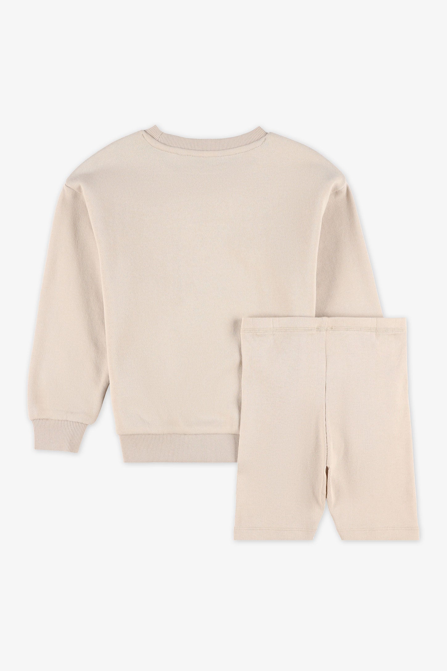 Chandail ouaté graphique et short court - Enfant fille && TAUPE