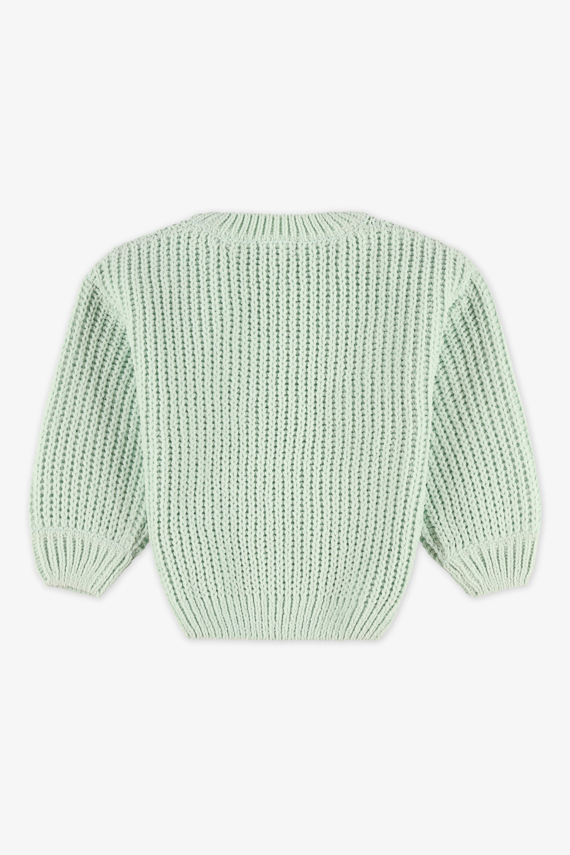 Chandail uni en tricot à manches longues - Enfant fille && VERT