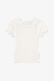 Chandail T-shirt uni manches courtes - Enfant fille && BLANC