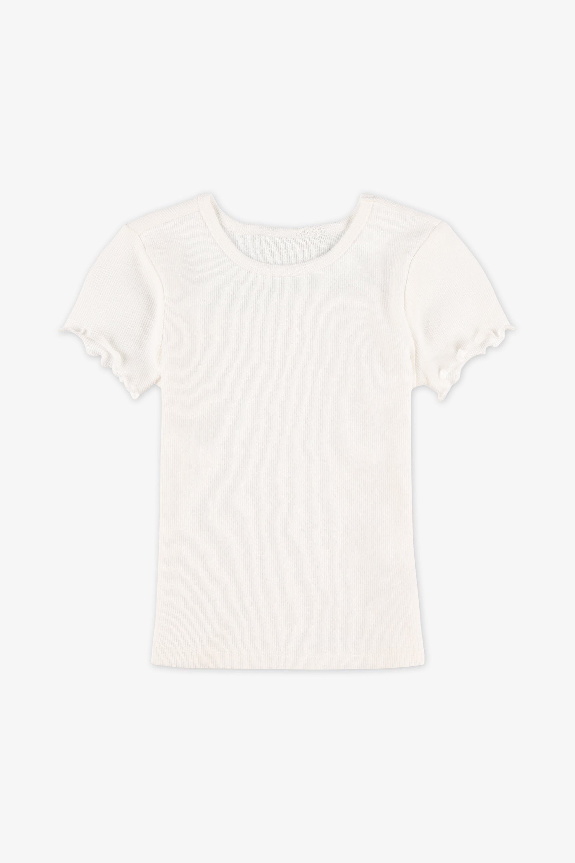 Chandail T-shirt uni manches courtes - Enfant fille && BLANC