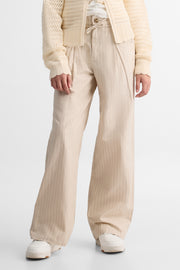 Pantalon à rayures jambes larges – Ado fille && BRUN