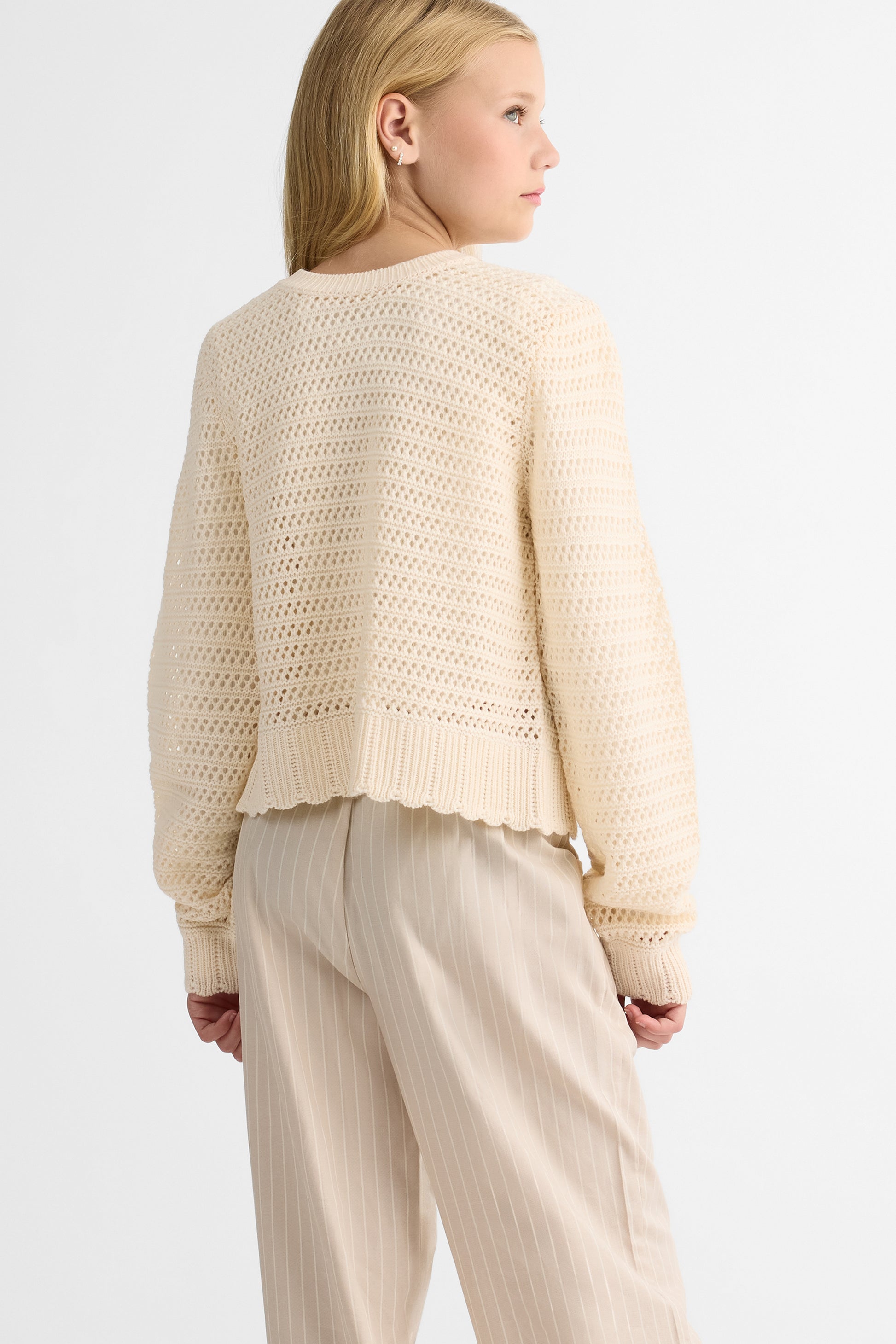 Pantalon à rayures jambes larges – Ado fille && BRUN