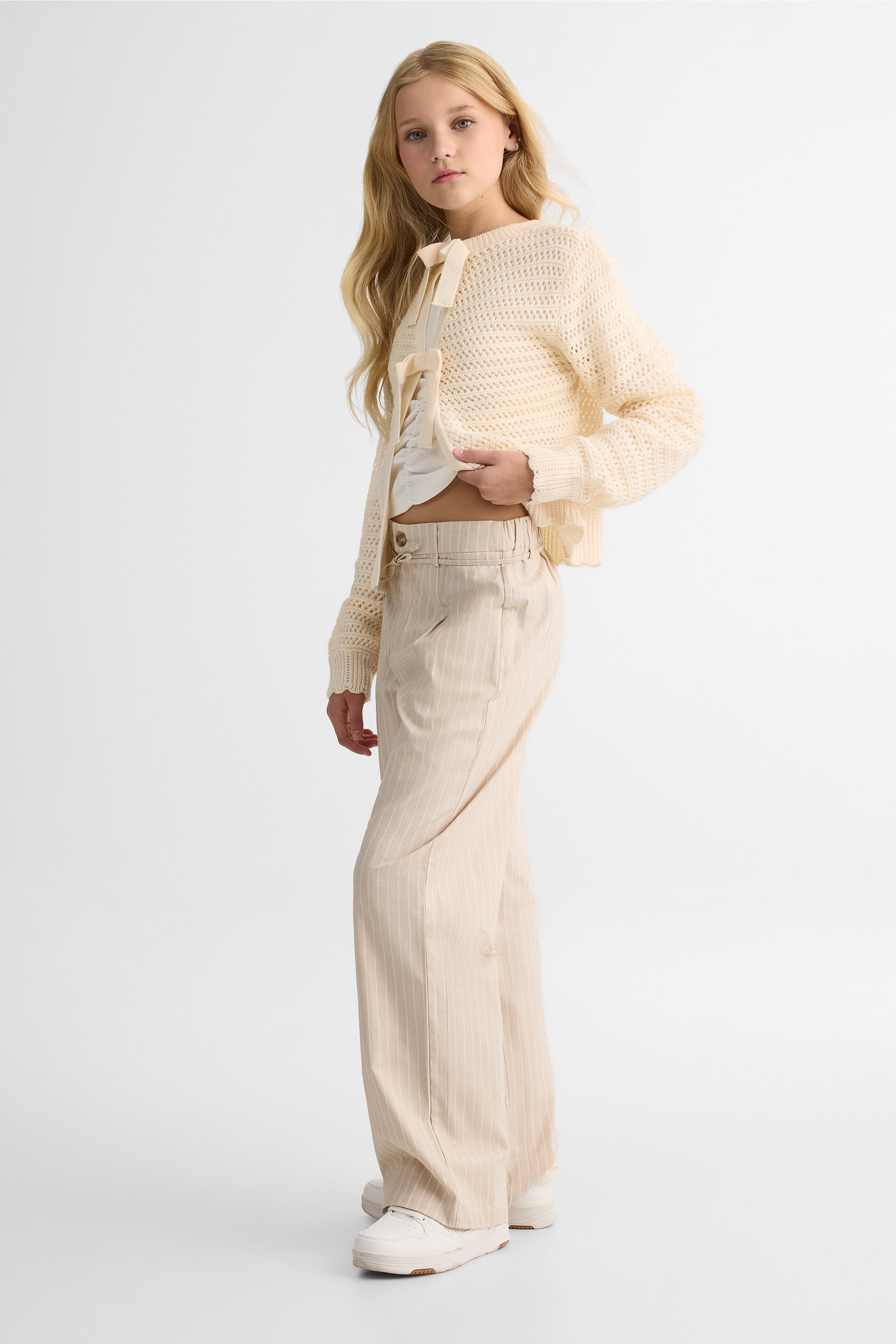 Pantalon à rayures jambes larges – Ado fille && BRUN