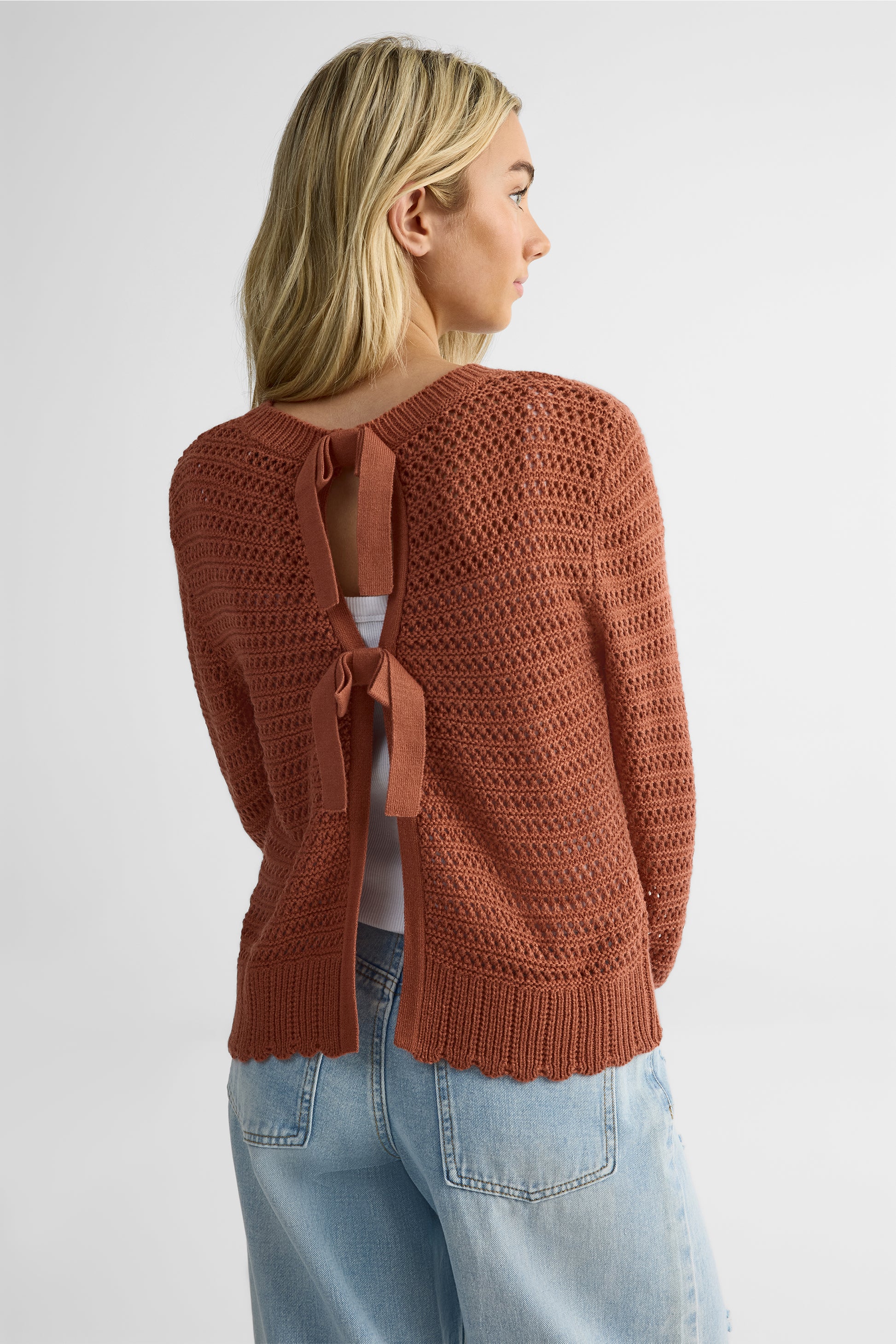 Chandail tricot manches longues – Ado fille && BRIQUE
