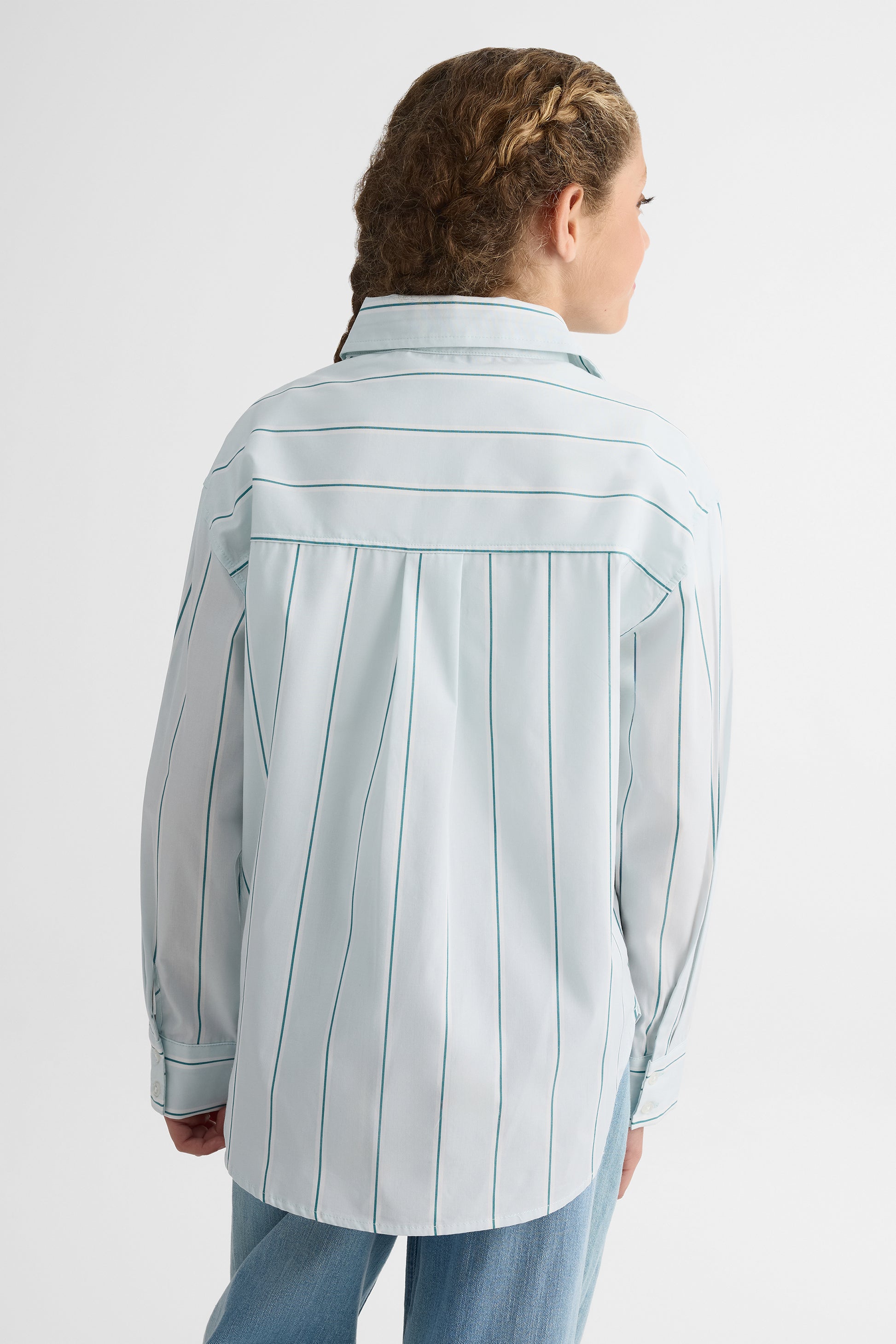 Chemisier rayé manches longues – Ado fille && BLEU MULTI