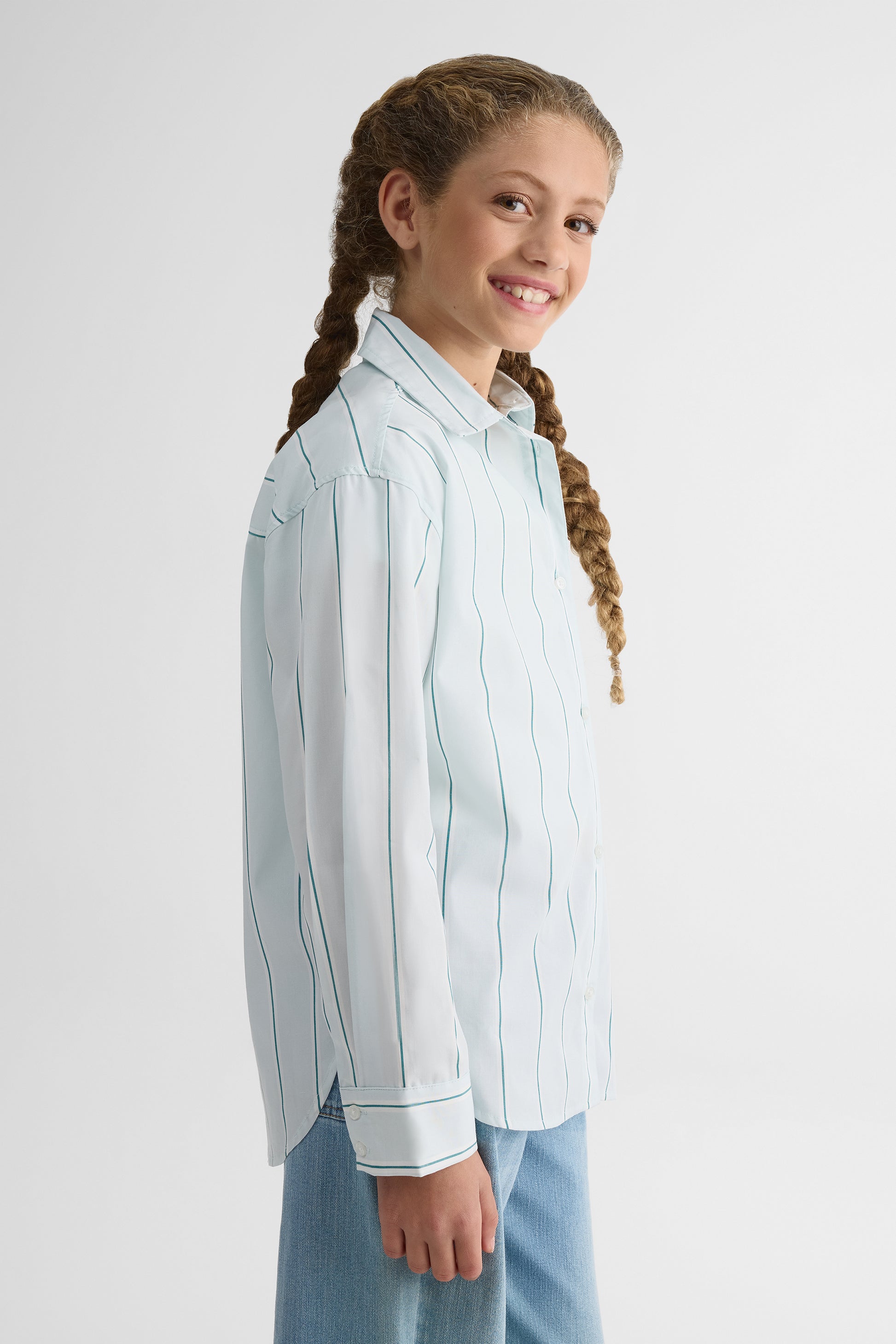 Chemisier rayé manches longues – Ado fille && BLEU MULTI