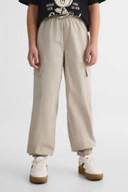 Pantalon parachute uni avec poches - Ado fille && BEIGE
