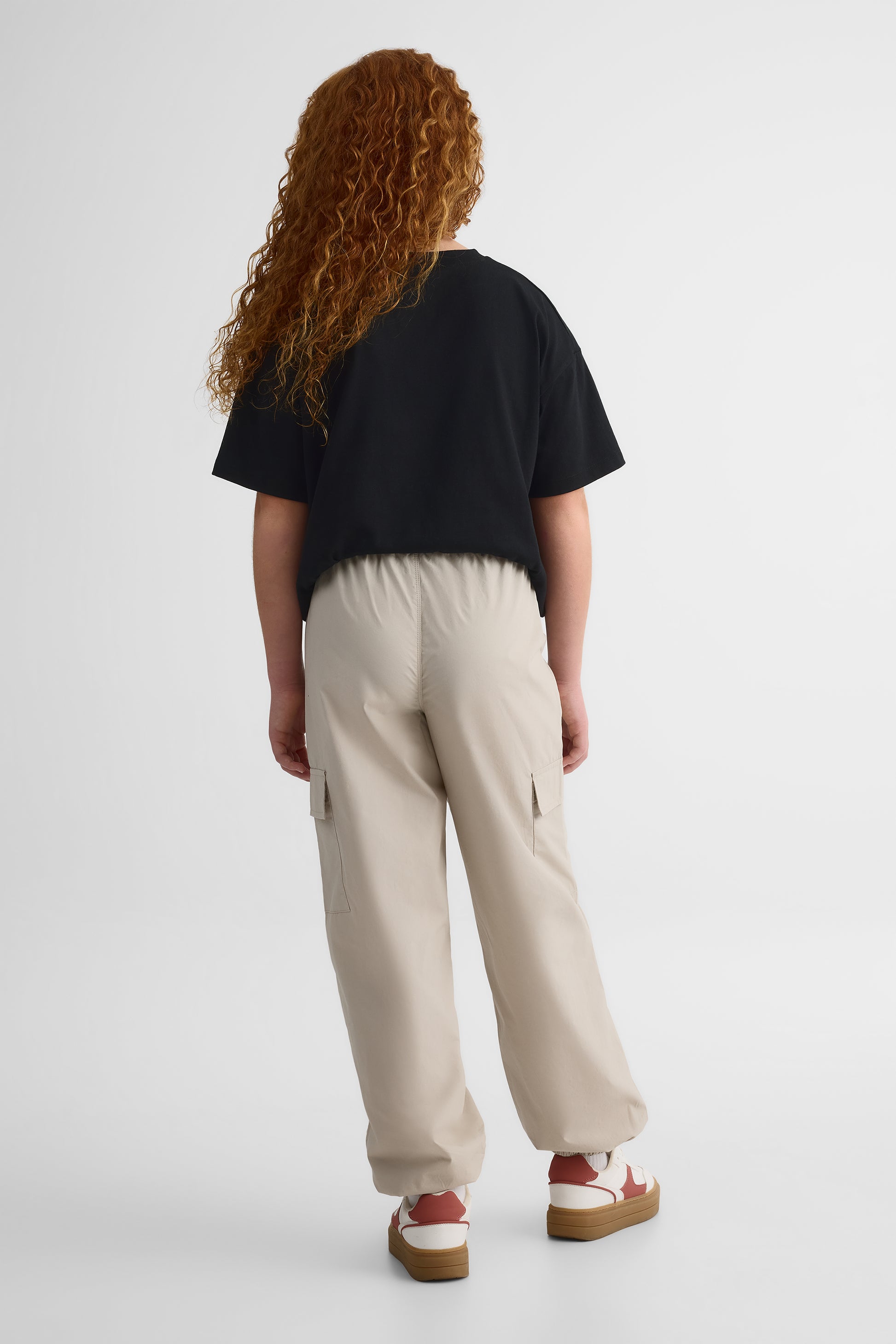 Pantalon parachute uni avec poches - Ado fille && BEIGE