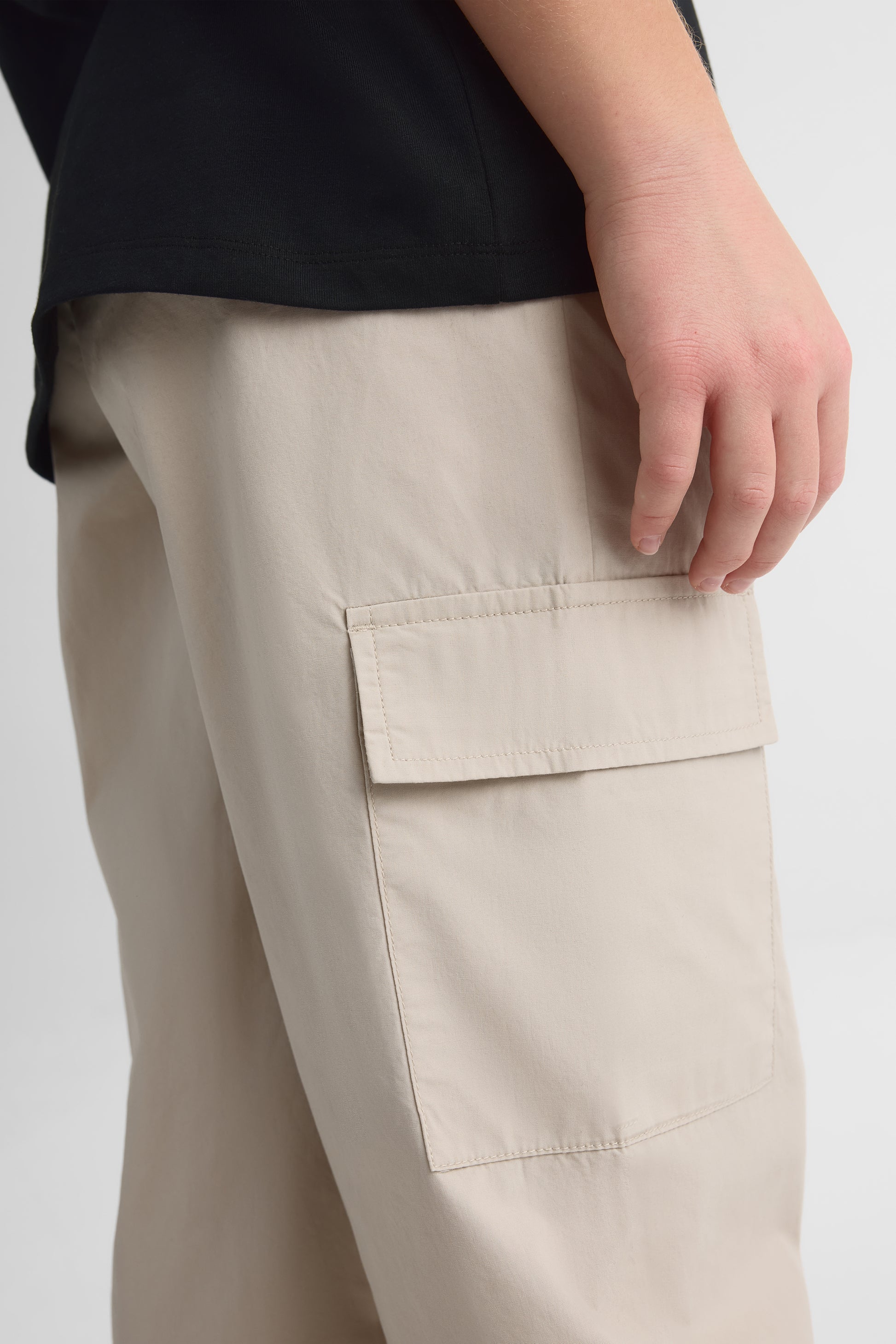 Pantalon parachute uni avec poches - Ado fille && BEIGE