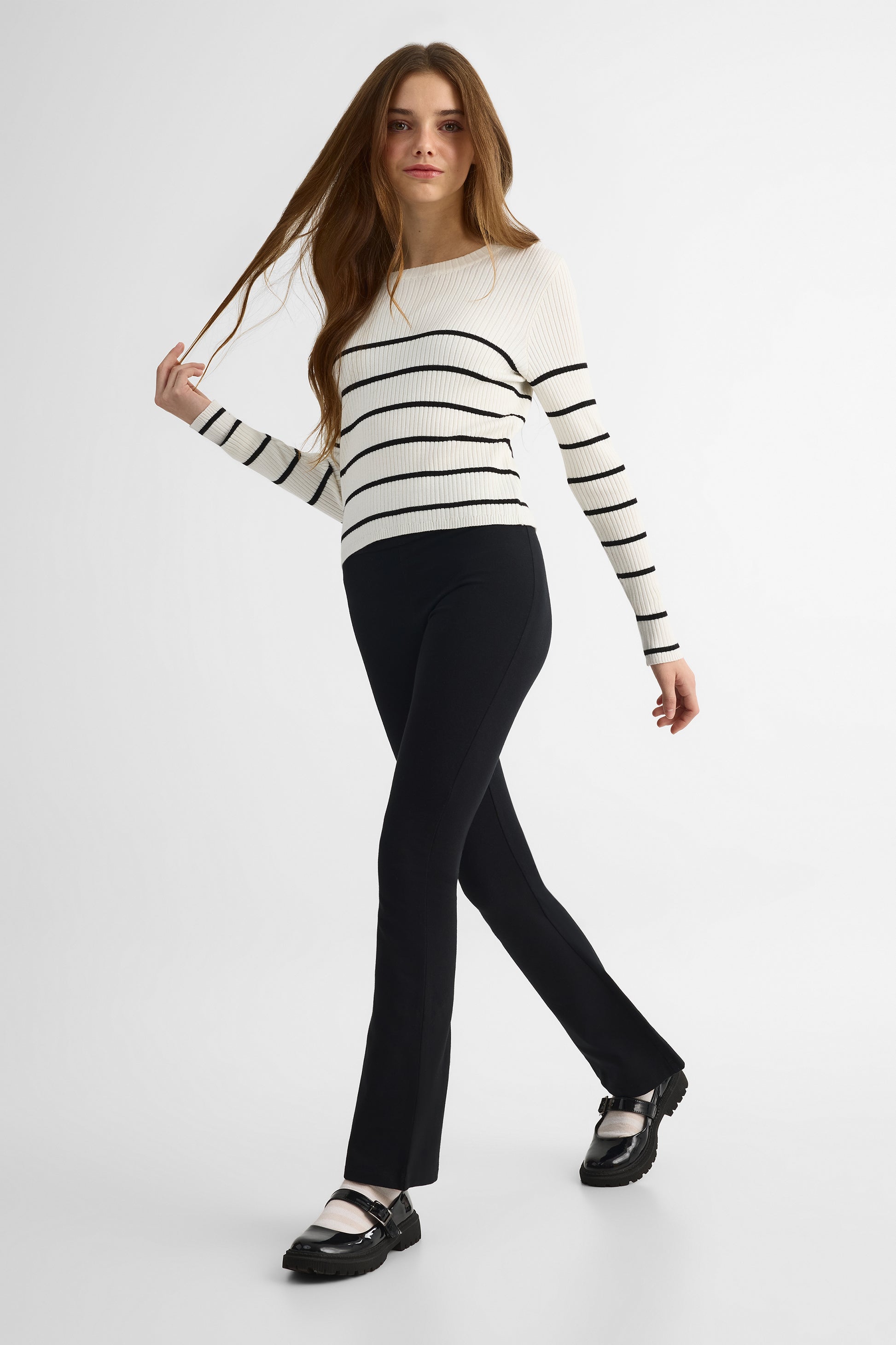 Pantalon style legging jambes larges - Ado fille && NOIR