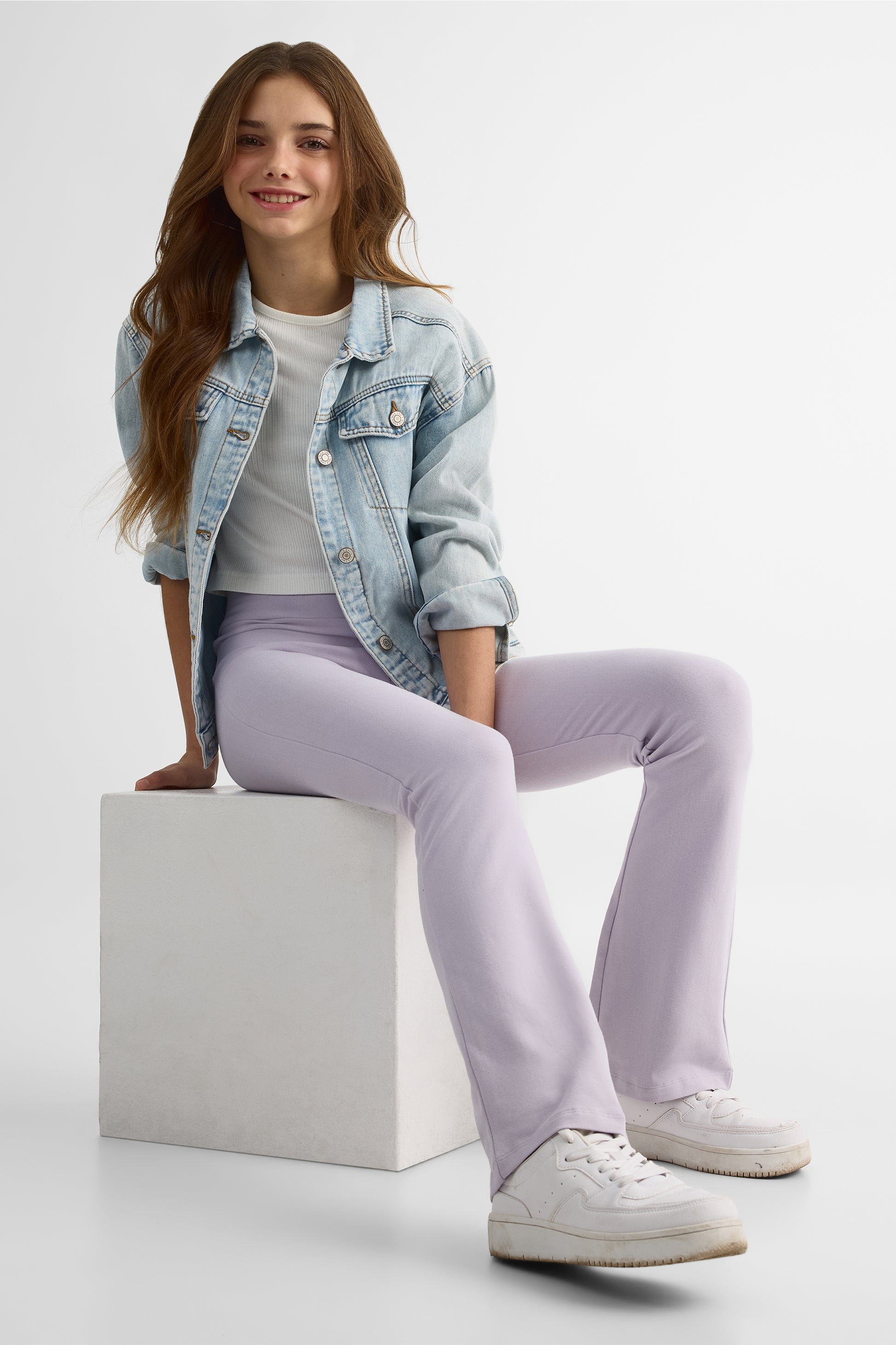 Pantalon style legging jambes larges - Ado fille && MAUVE