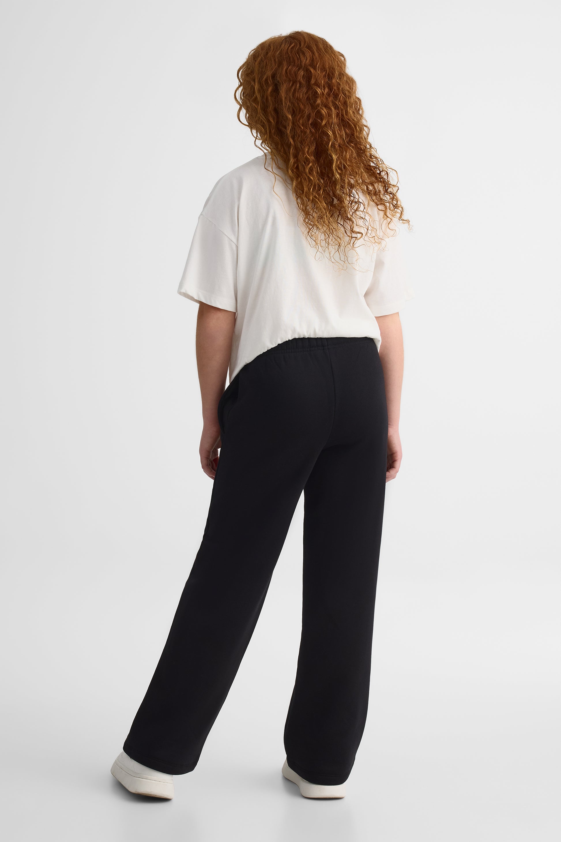 Pantalon ouaté uni à jambes larges - Ado fille && NOIR