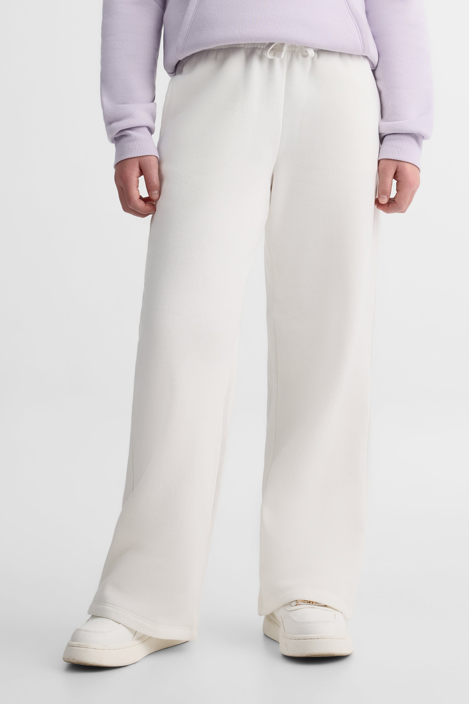 Pantalon ouaté uni à jambes larges - Ado fille && BLANC CASSÉ