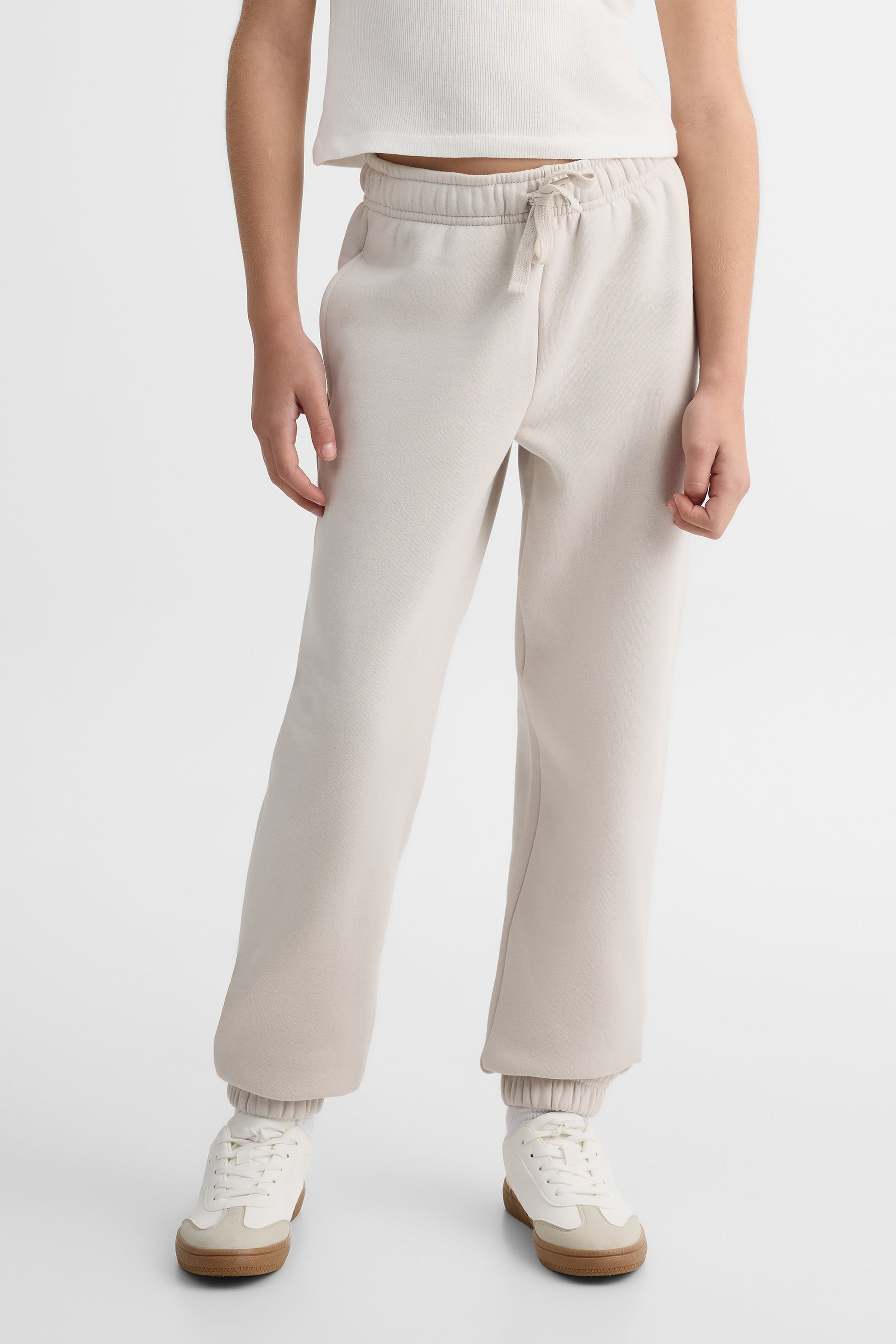Pantalon jogger en fleece uni – Ado fille && BEIGE