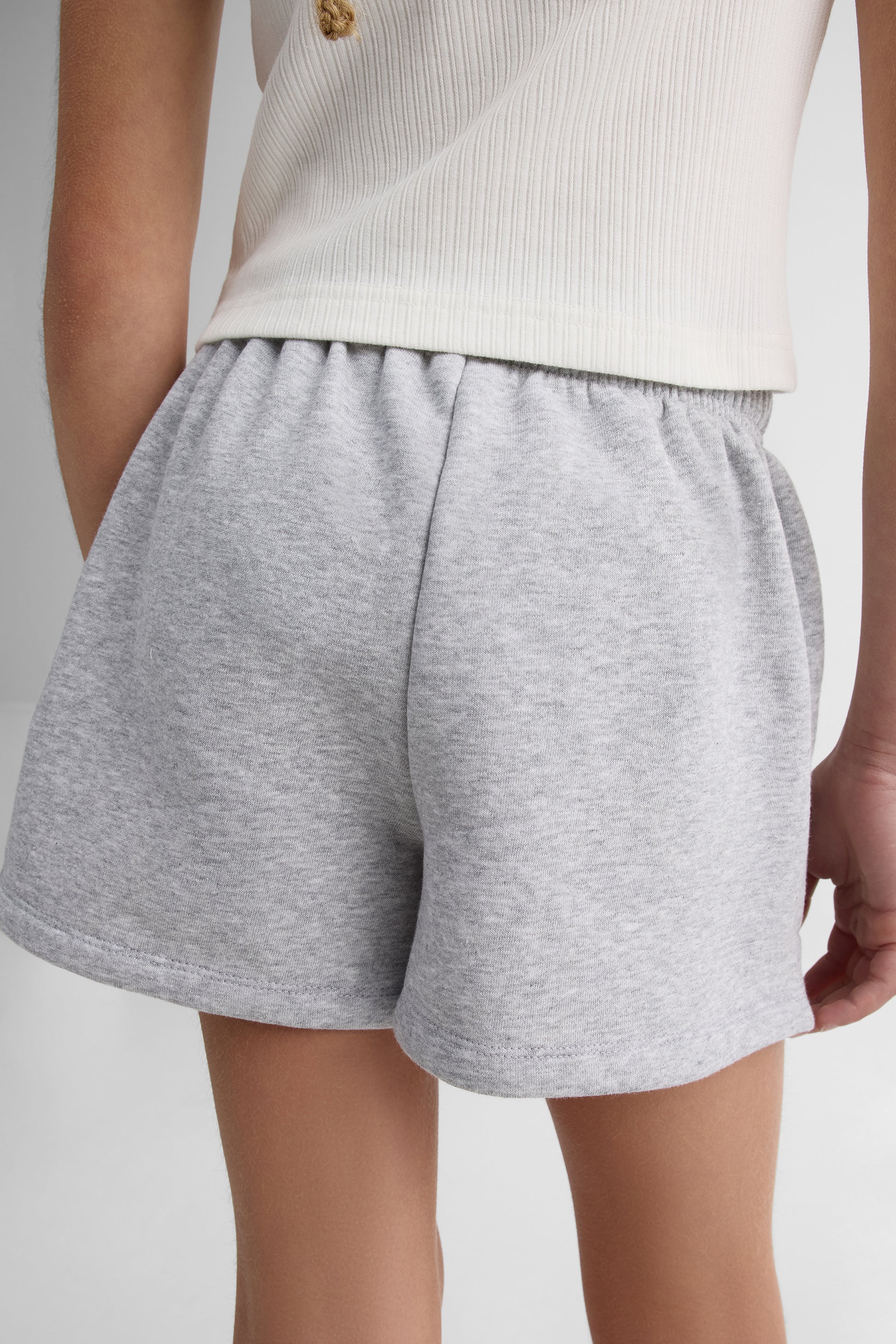 Short court en fleece uni avec cordon - Ado fille && GRIS MIXTE