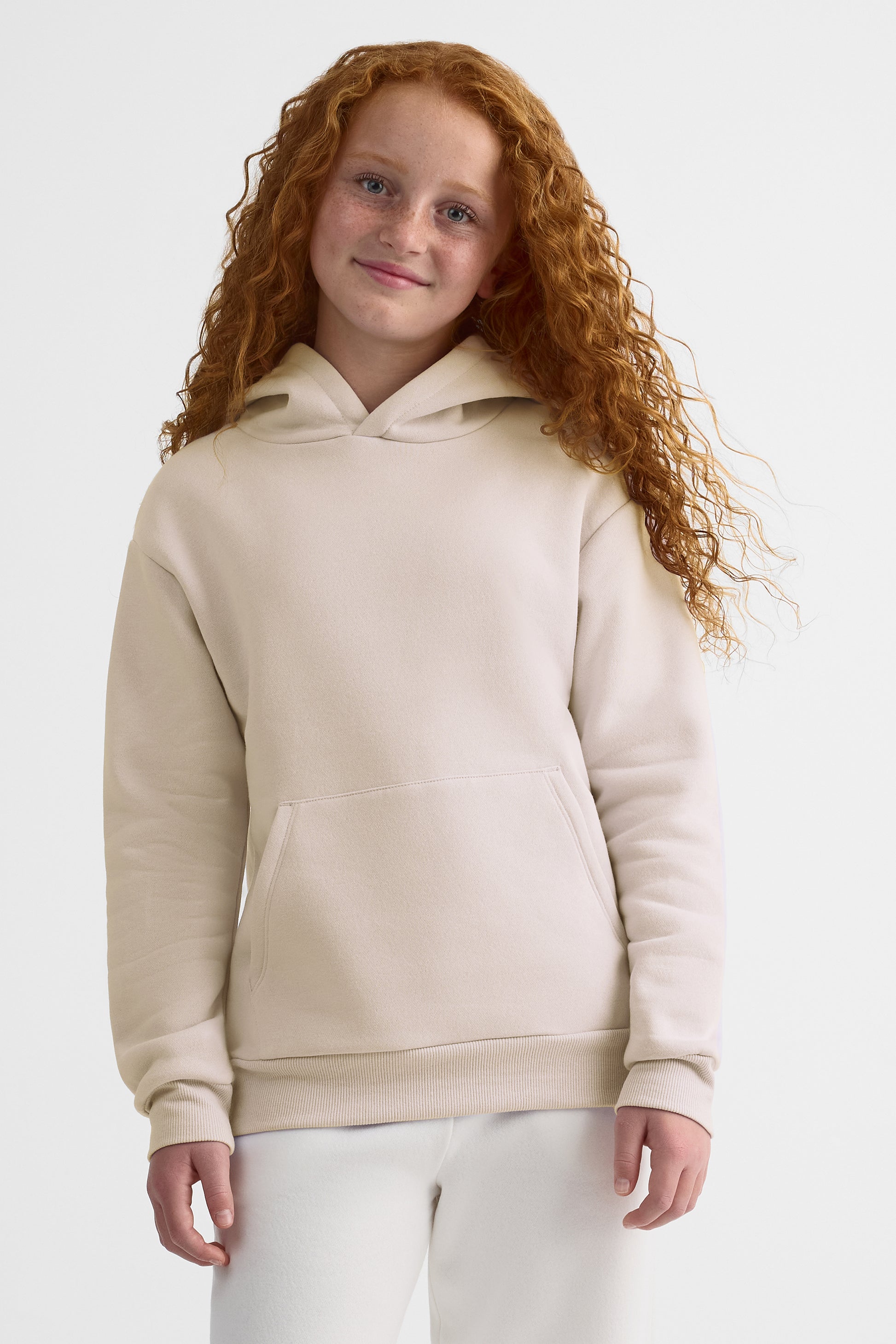 Chandail ouaté uni à capuchon – Ado fille && BEIGE