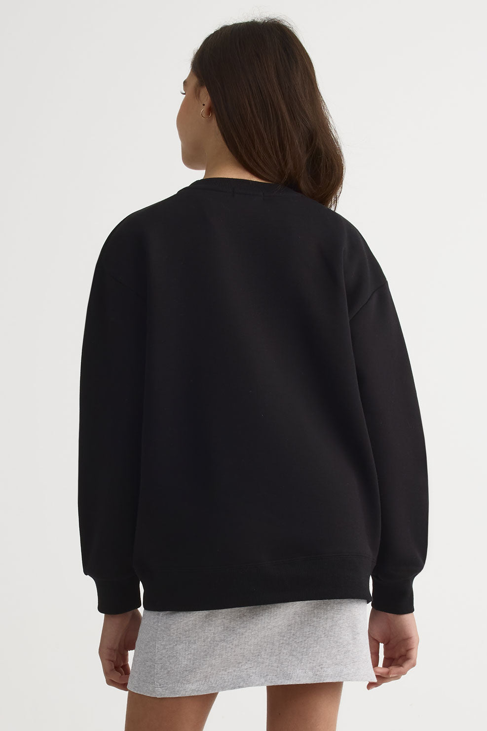 Chandail ouaté graphique col rond – Ado fille && NOIR
