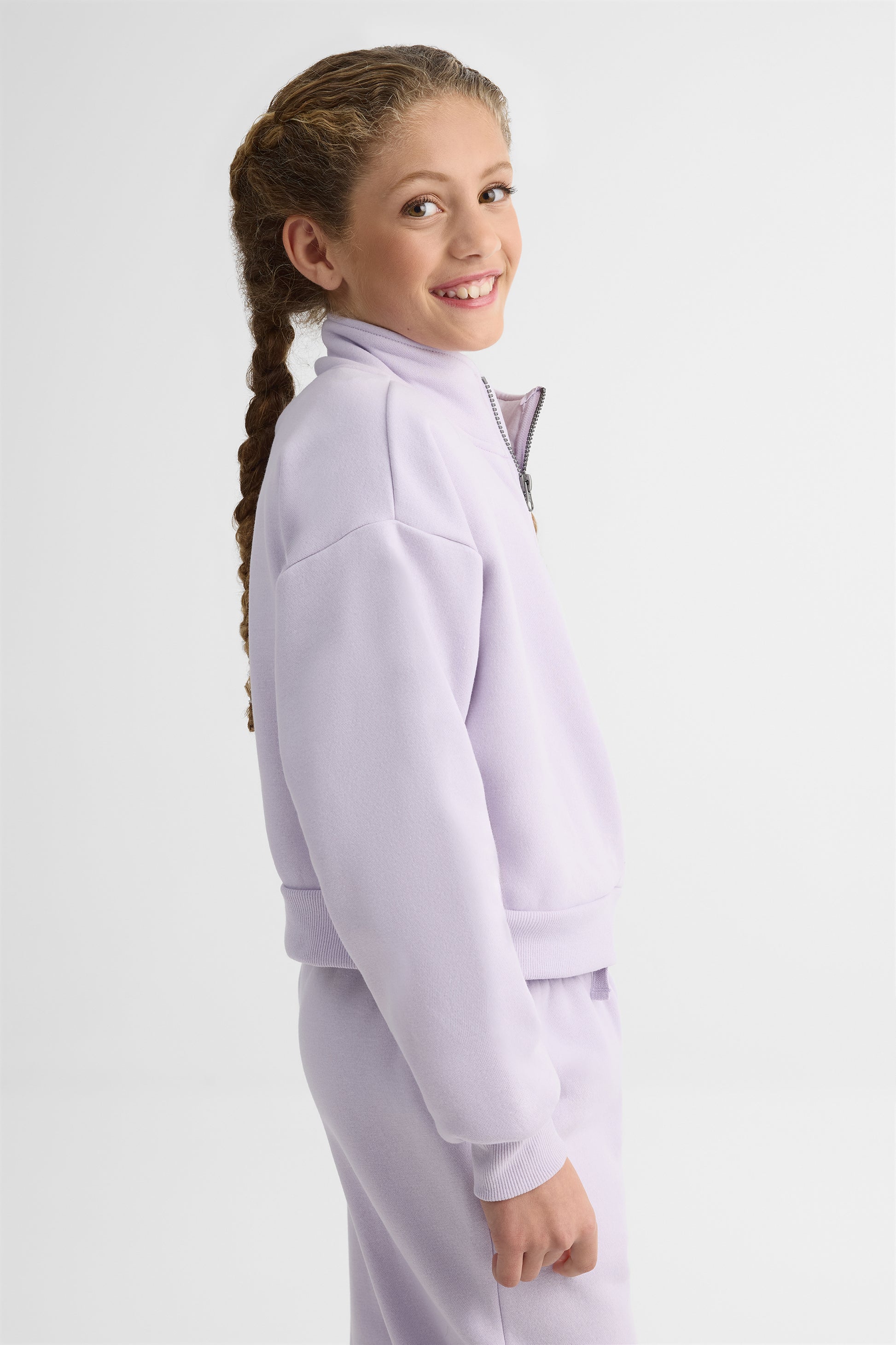 Chandail ouaté manches longues col montant - Enfant fille && MAUVE