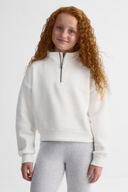 Chandail ouaté manches longues col montant - Enfant fille && BLANC CASSÉ