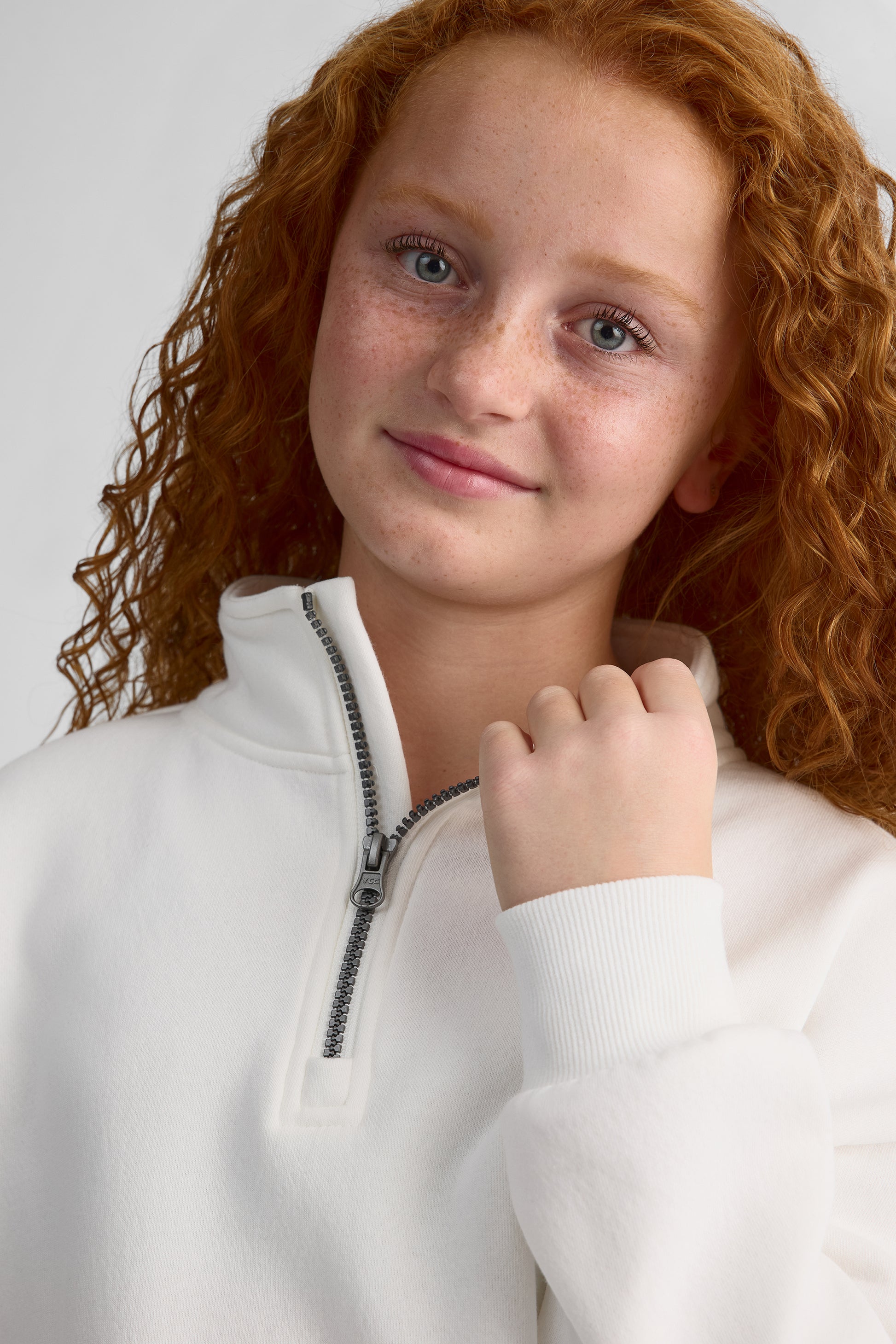 Chandail ouaté manches longues col montant - Enfant fille && BLANC CASSÉ