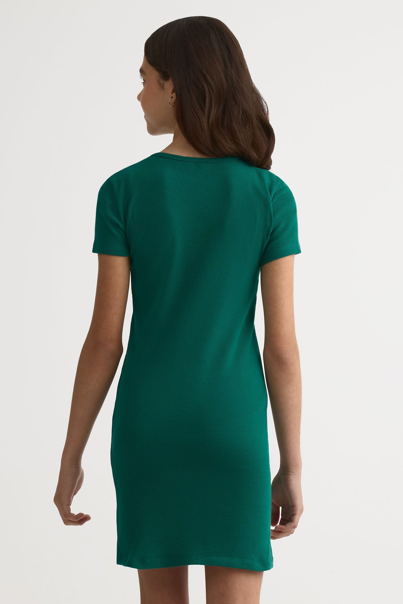 Robe ajustée manches courtes en coton - Ado fille && VERT