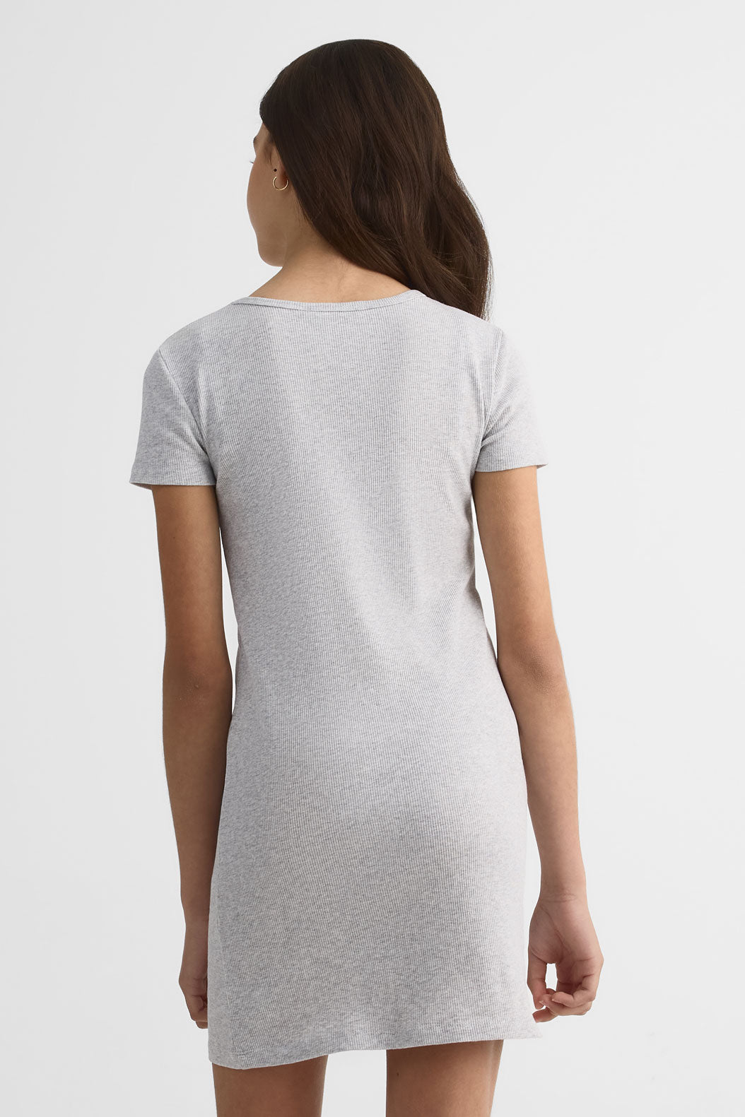 Robe ajustée manches courtes en coton - Ado fille && GRIS MIXTE