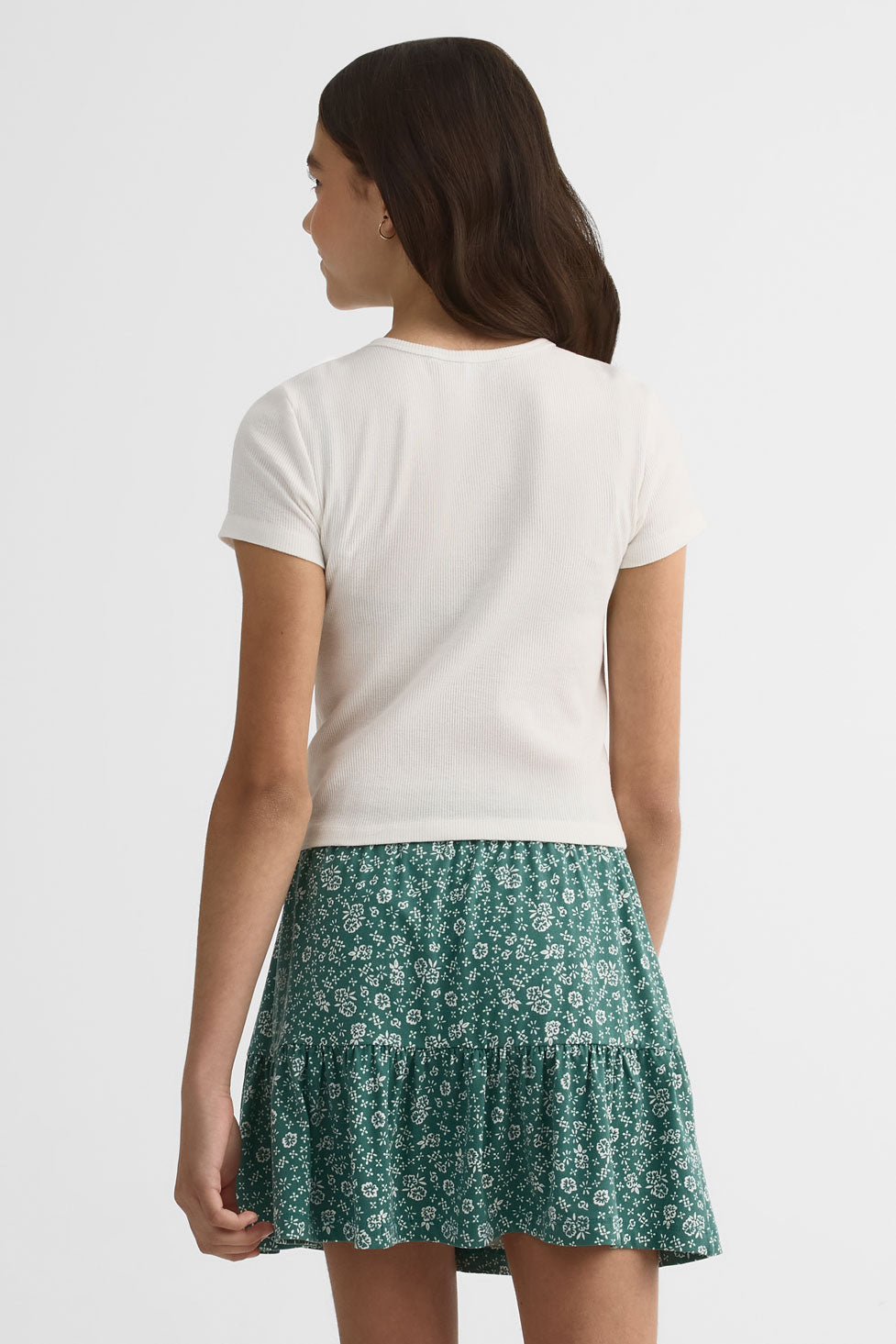 Chandail uni manches courtes en coton - Ado fille && BLANC