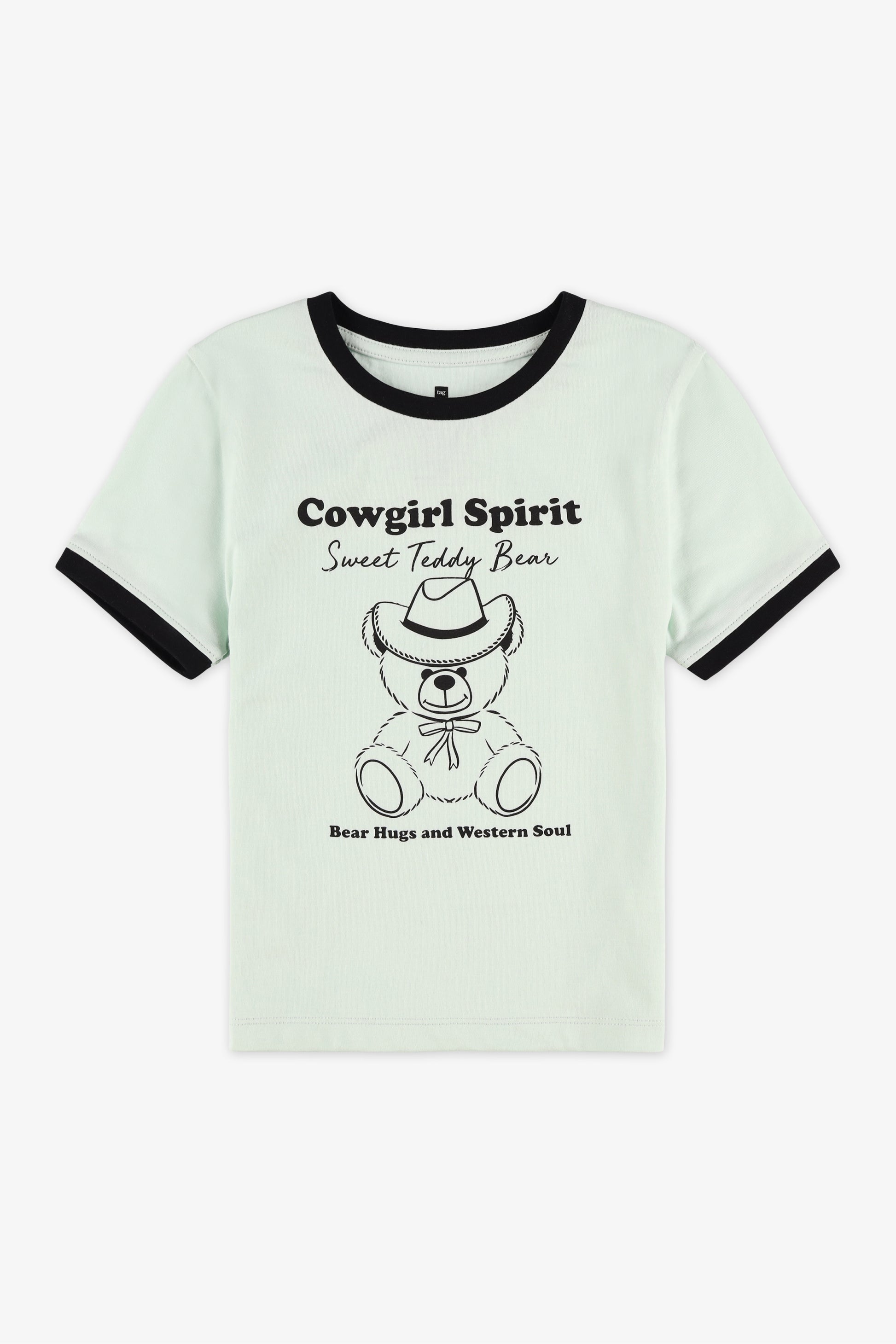 T-shirt graphique semi-crop en jersey - Ado fille && VERT