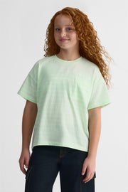 T-shirt rayé à manches courtes – Ado fille && VERT/MULTI