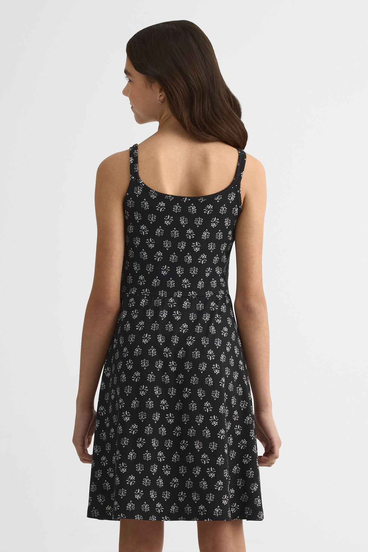 Robe imprimée à bretelles en stretch - Ado fille && NOIR