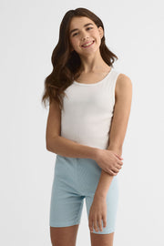 Camisole unie semi-crop en stretch - Ado fille && BLANC